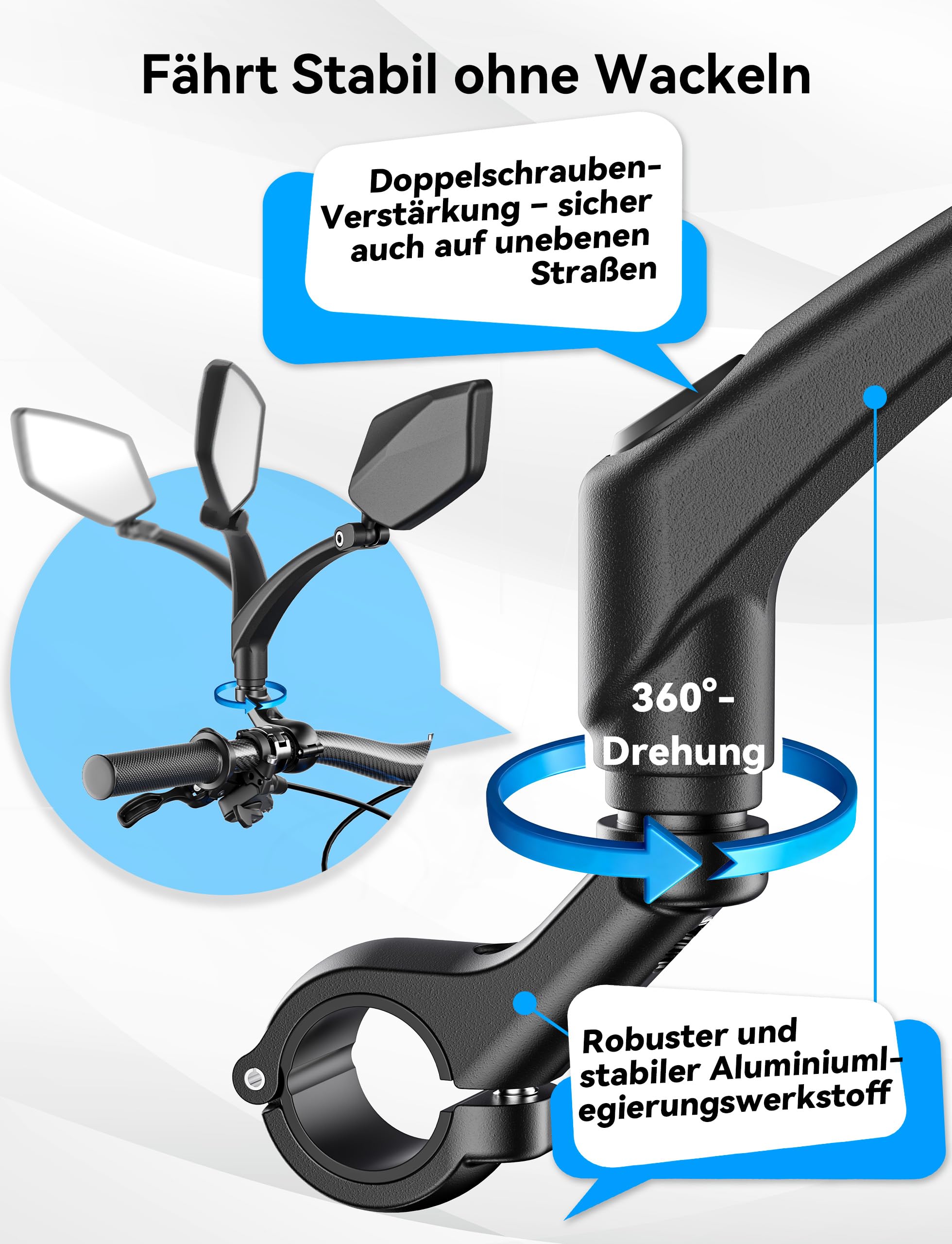 COICER Fahrradspiegel für E-Bike Ein Paar, Fahrrad Rückspiegel für Ebikes