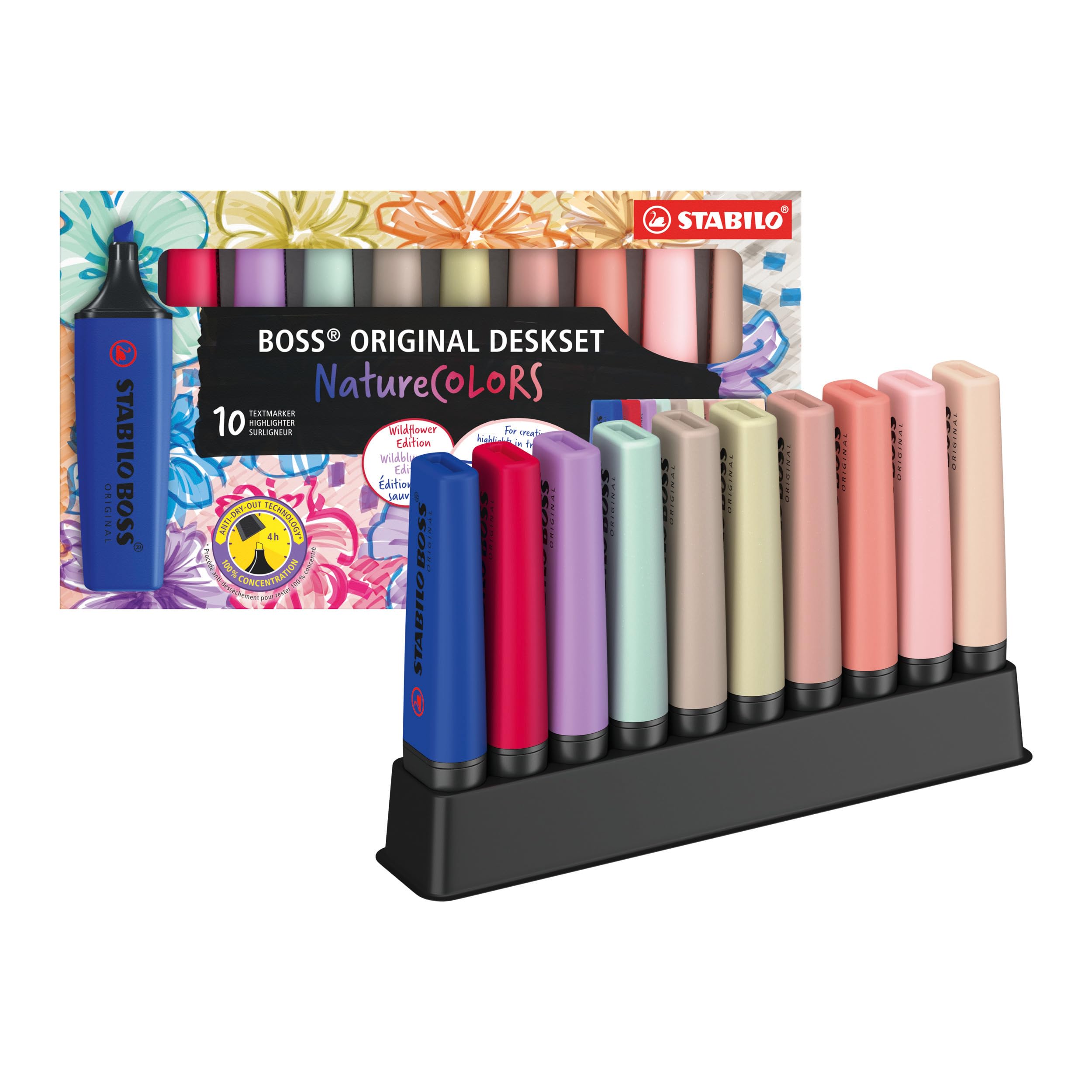 STABILO BOSS ORIGINAL NatureCOLORS Wildflower - Highlighter - Deskset of 10 - Assorted Colours