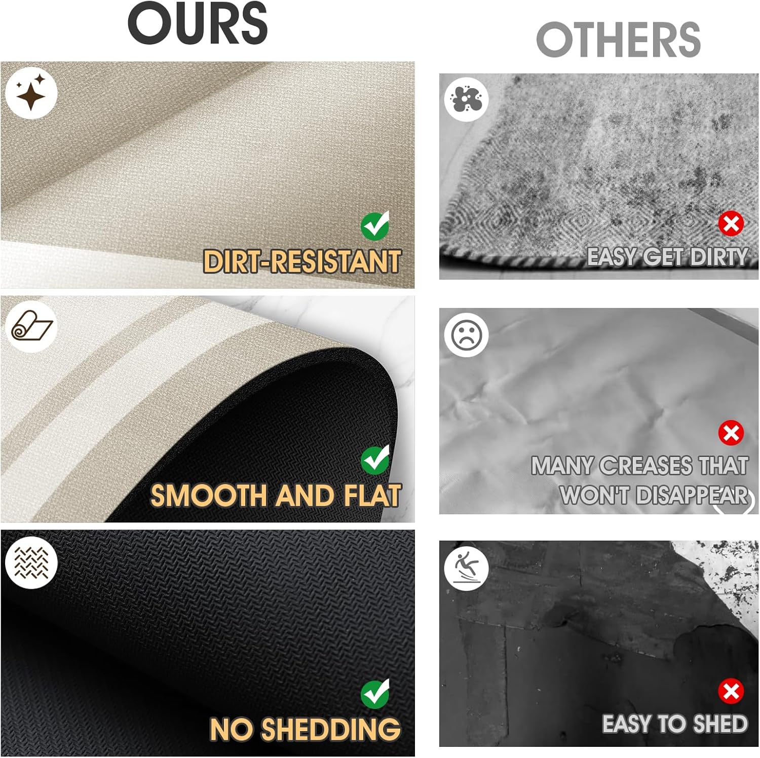 Ultra Thin Bath Mat, Upgrade Backing Non Slip Thin Bath Mats Fit Under Door, Quick Dry Ultra Absorbent Bathroom Rugs, Machine Washable Bath Rugs for Bathroom, Bathtub, Light Beige/Bordered/32"x20" - Image 4