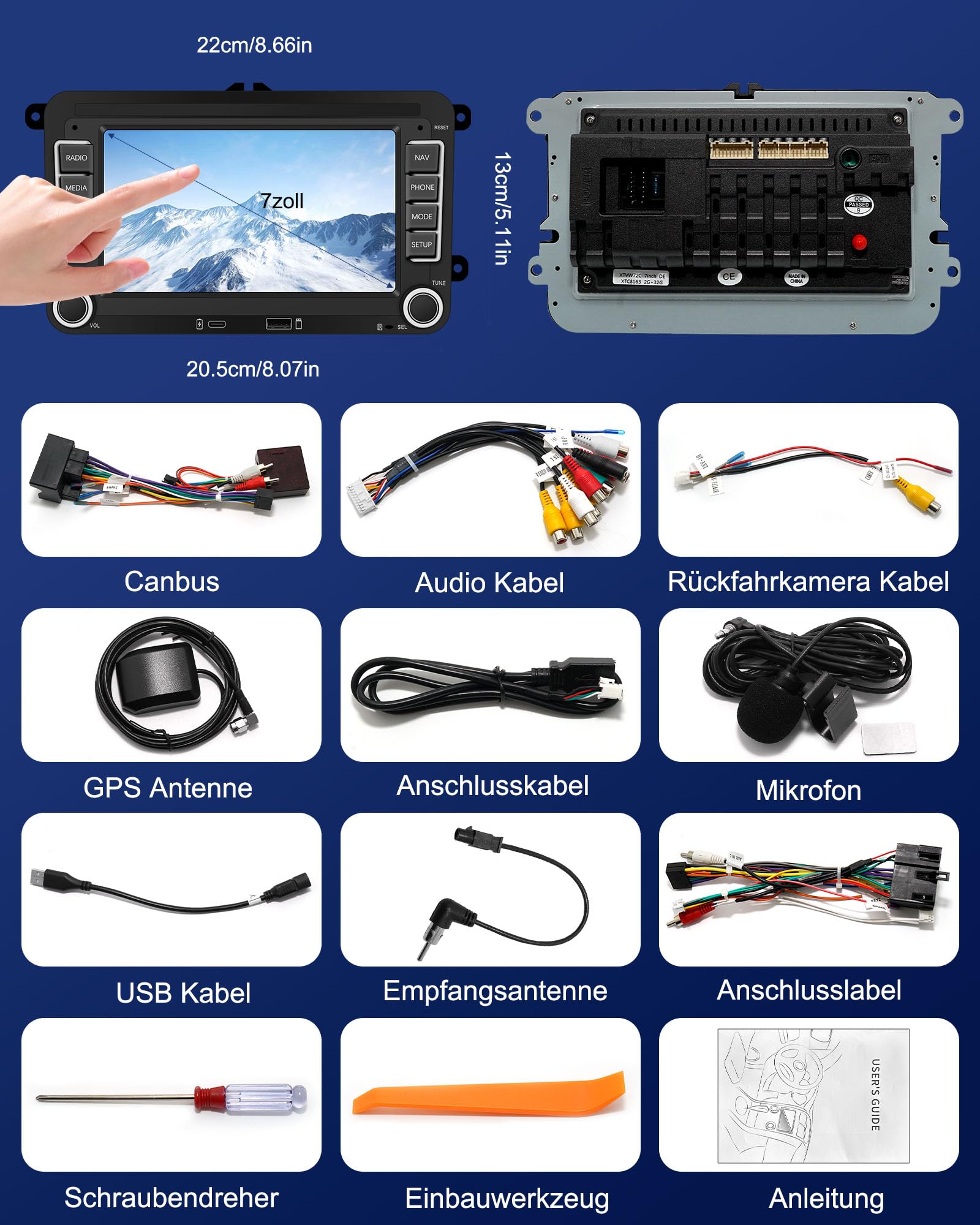 Ledio Bluetooth Autoradio mit Bildschirm für VW Golf 5 6 T5 Polo 6r Caddy Passat Touran Seat, Auto Radio mit Navi WLAN FM/AM Dab Radio, Apple Carplay Android Auto Mirrorlink 2Din 7 Zoll Android 14 GPS