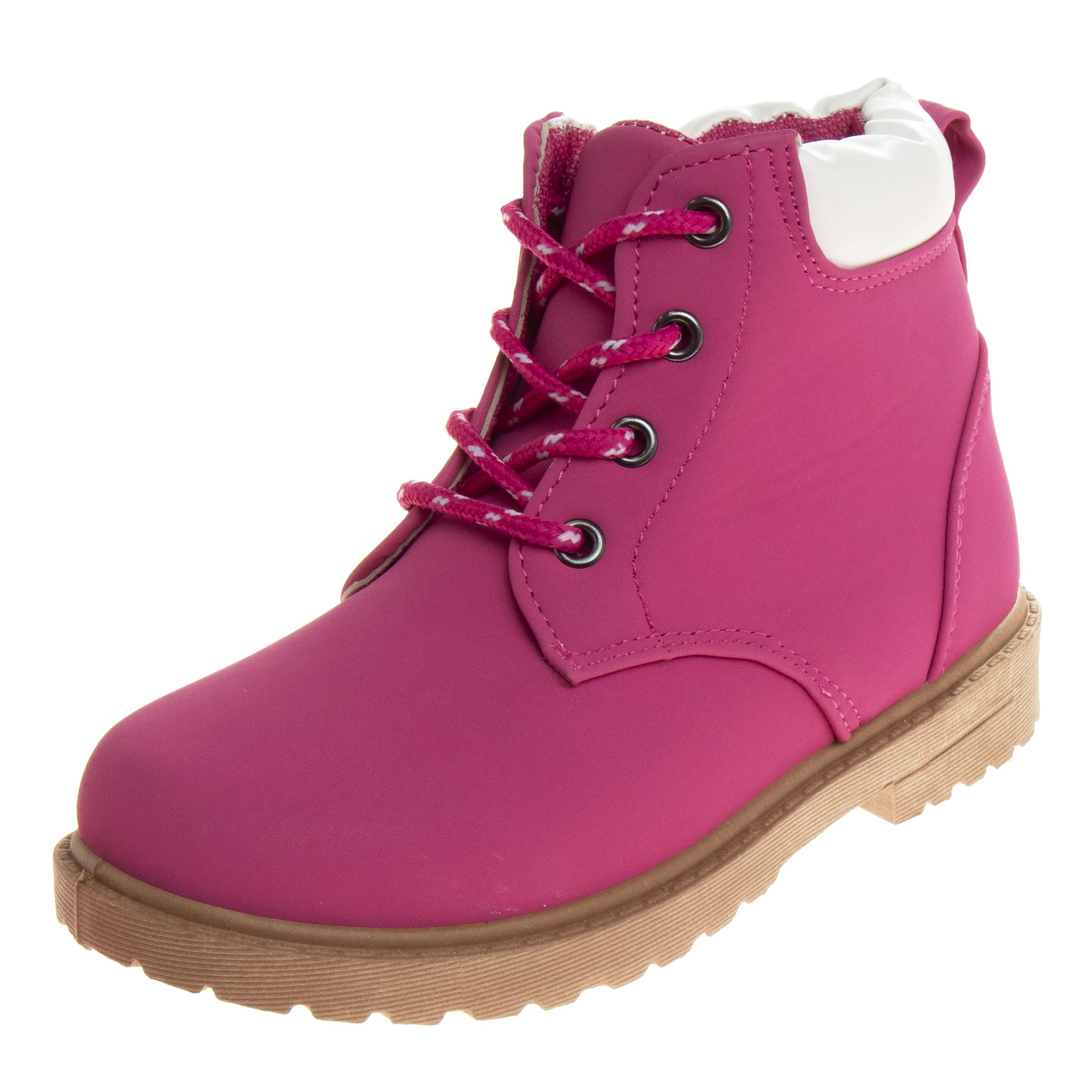 Josmo Hiking Outdoor Waterproof Lace-up Comfort (Little Big Kid) Construction Workboots, Fuchsia, 1 US Unisex