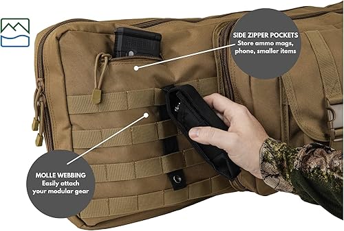 Miniatura 6 de TLO Outdoors Double Rifle Gun Case - Soft Range Bag - Room for Two Rifles, Shotguns, and Storage for Pistols, Handguns, Firearm Accessories and