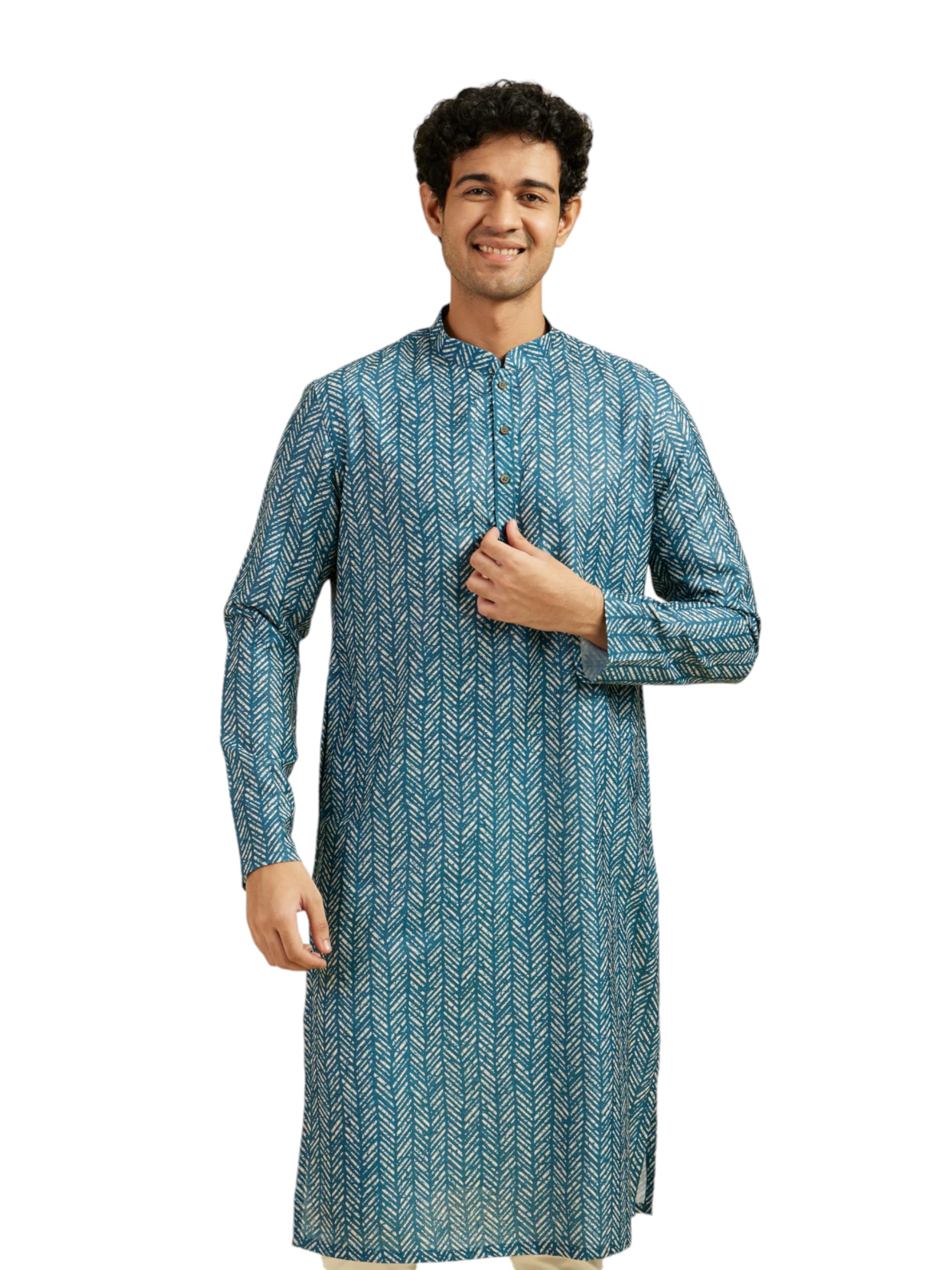 diwas by manyavar Men's Cotton Blend Printed Kurta (1pc)-picture-47