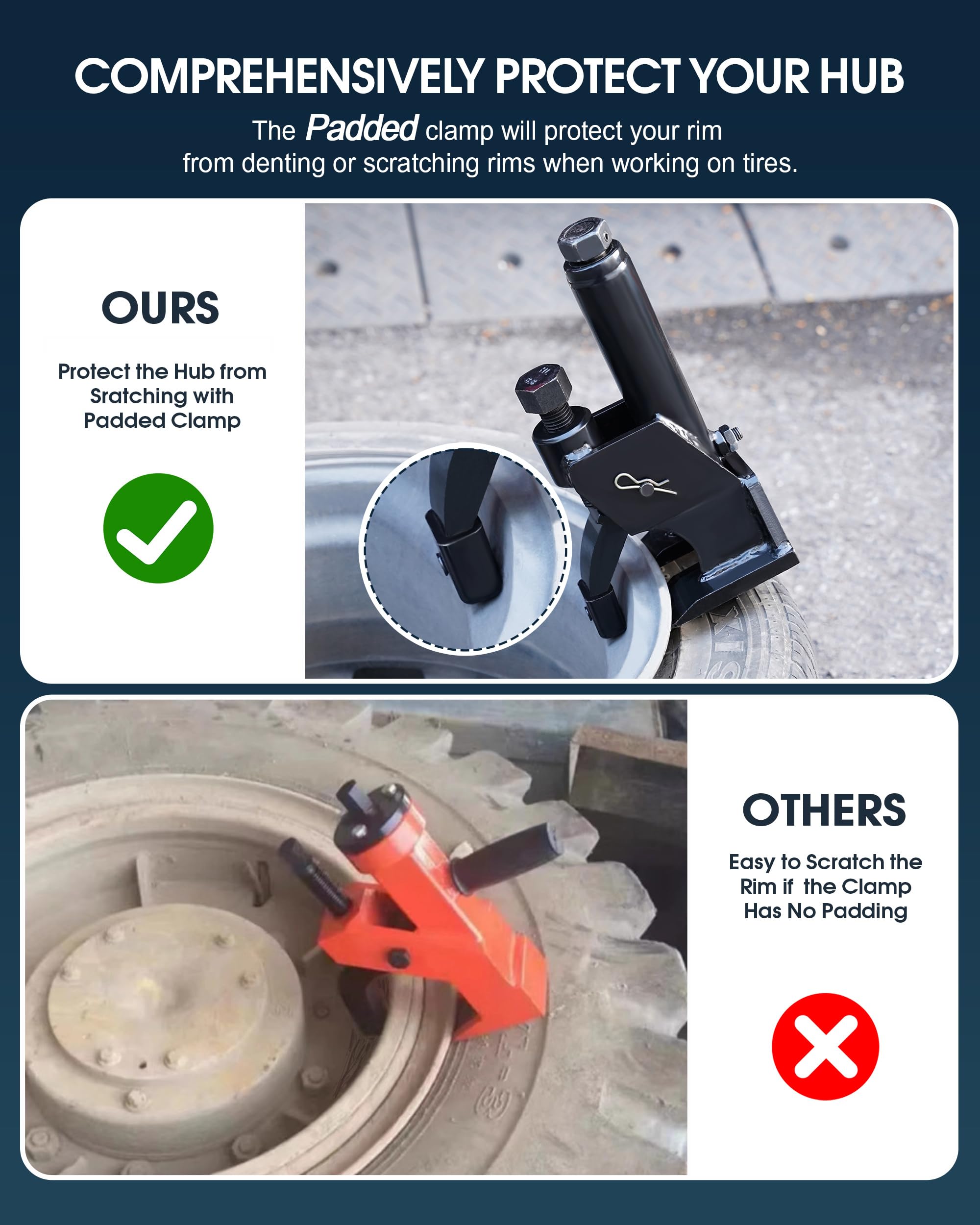 Interruptor manual de cuentas de neumático, herramienta de cambio de neumáticos de 38 a 42 pulgadas con almohadilla de goma, protege los cubos de aleación de aluminio, herramienta de reparación