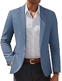 Men's Casual Blazer One Button Lightweight Sport Coats Solid Notched Lapel Suit Jackets