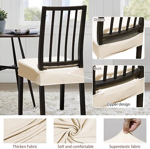 Miniatura 2 de Juego de 4 fundas para sillas de comedor, fundas de asiento para sillas de comedor, fundas elásticas para sillas de cocina, fundas de asiento