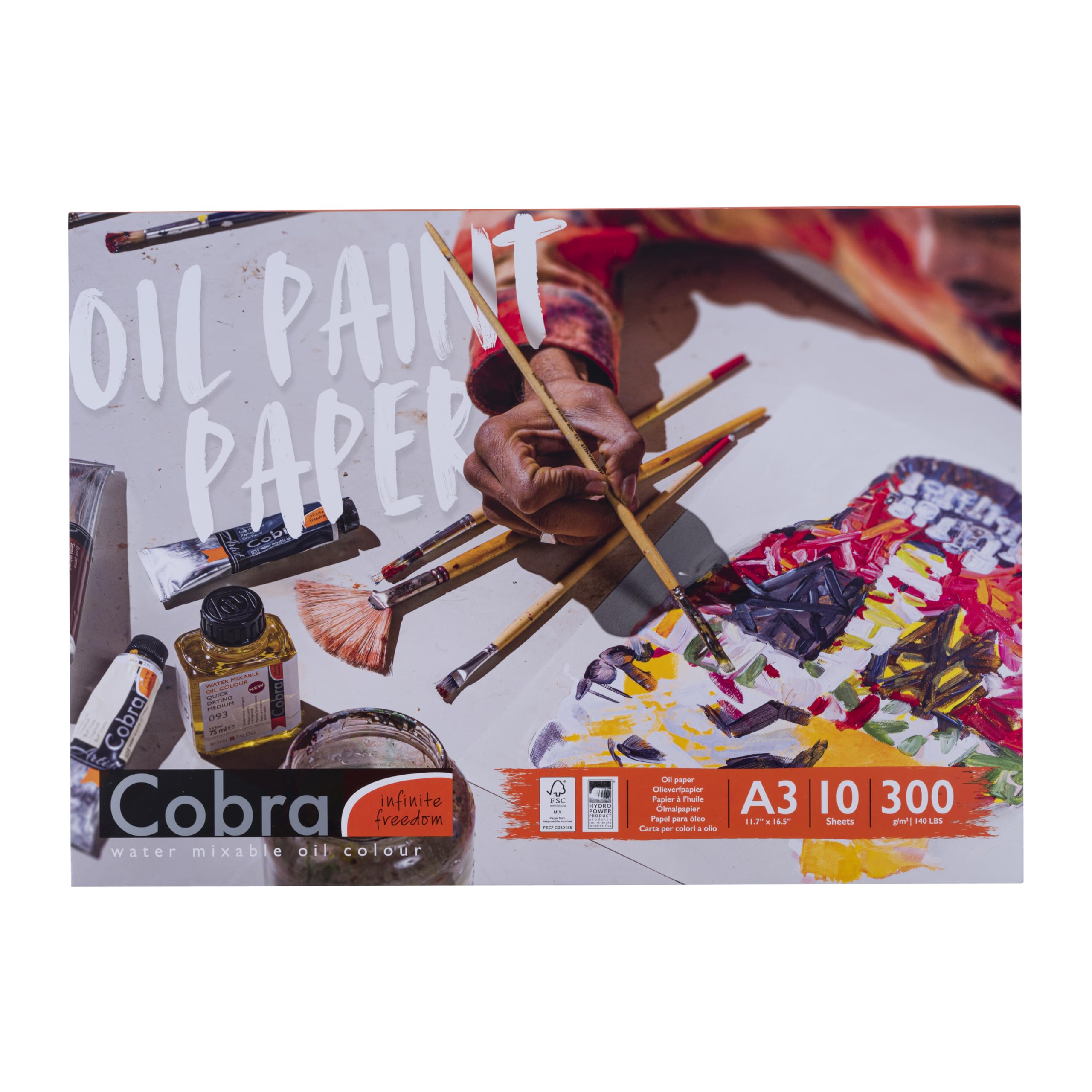 Cobra Paper - Oil Colour Paper Block - A3 Size 300g - 10 Sheets Acid-Free FSC Certified
