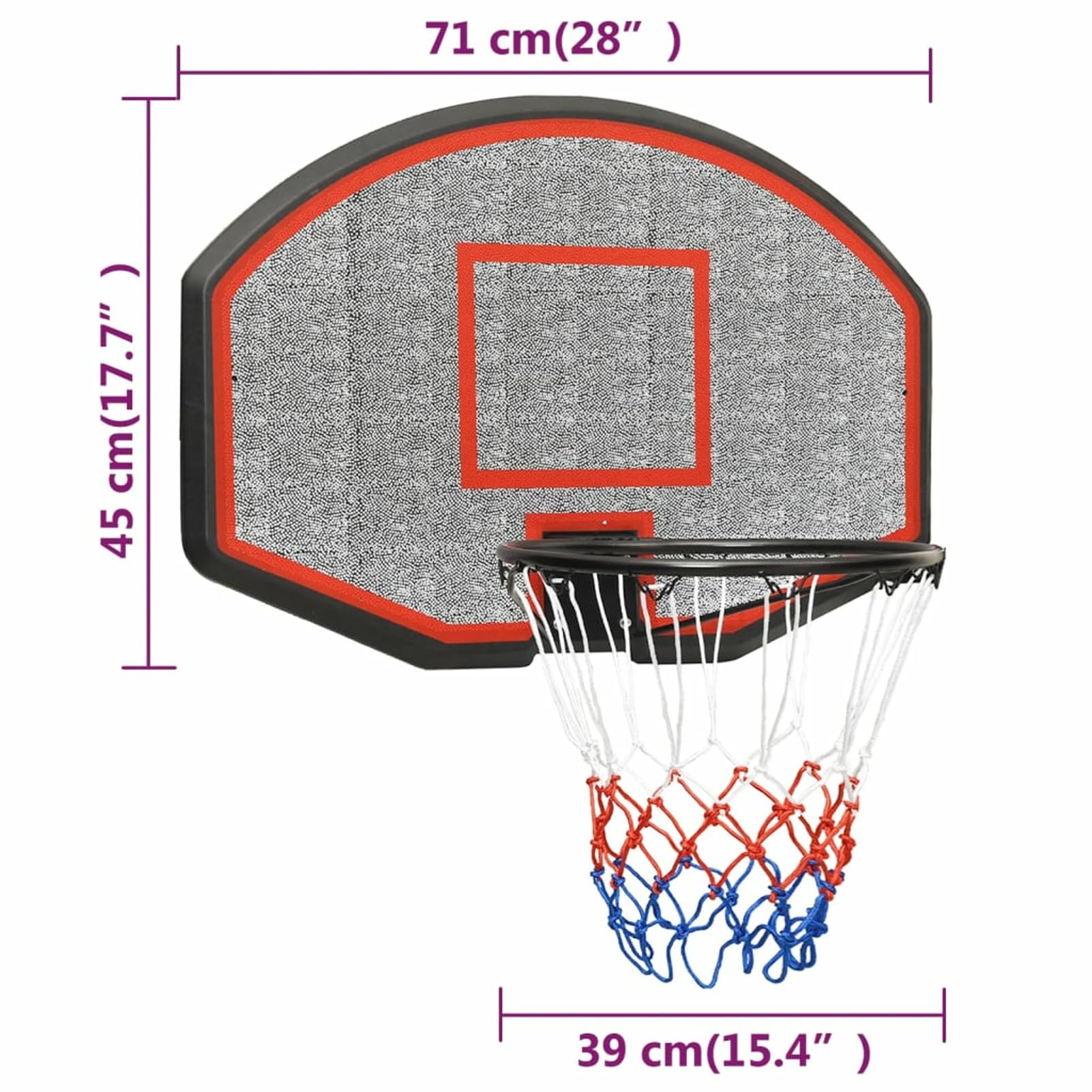 Tabellone da Pallacanestro Nero 71x45x2 cm Polietilene,Articoli Sportivi,Sport,Basket,Parti e Accessori canestro Basket,Tabelloni da basket-93667