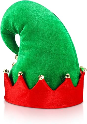 Miniatura 3 de Juego de accesorios de disfraz de Papá Noel con zapatos y sombrero de Navidad rojo y verde