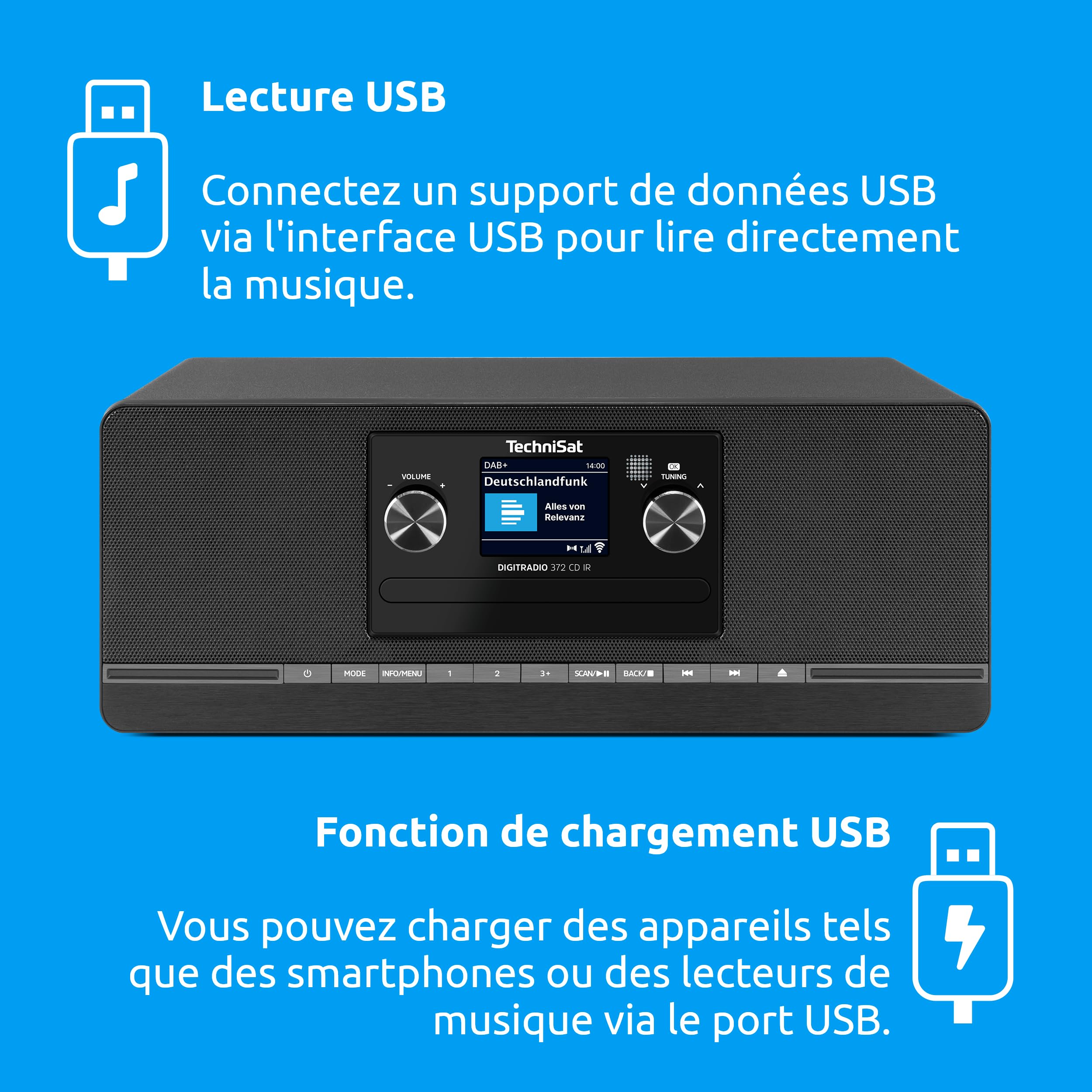 TechniSat DIGITRADIO 372 CD IR – Radio Internet stéréo avec Dab+, FM