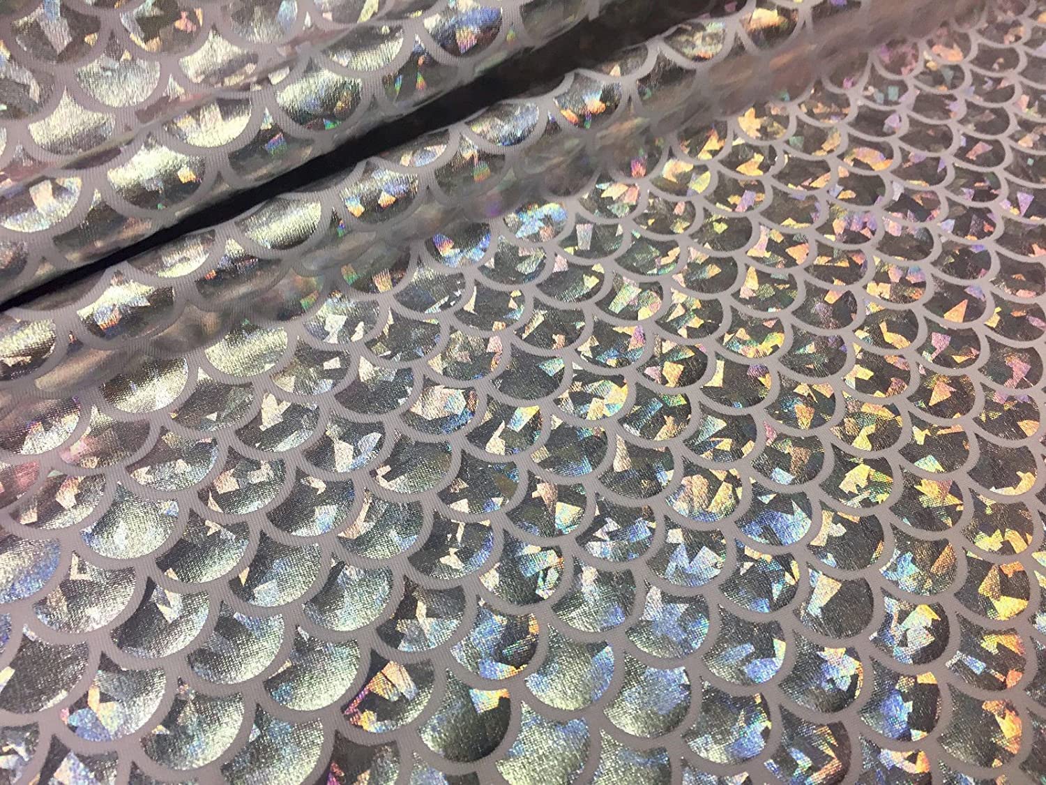 LushFabric Mermaid Scale Print Fabric Fish Tale Scales Foil, 2 Way Stretch Material Lycra Spandex, Bikini, Costume, Dress