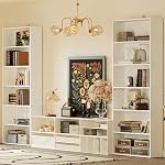 IRONCK Bookshelves and Bookcases Set of 2 Floor Standing 6 Tiers Display Storage Shelves 70 in Tall Bookcase Home Decor Furniture for Home Office, Living Room, Bed Room, White