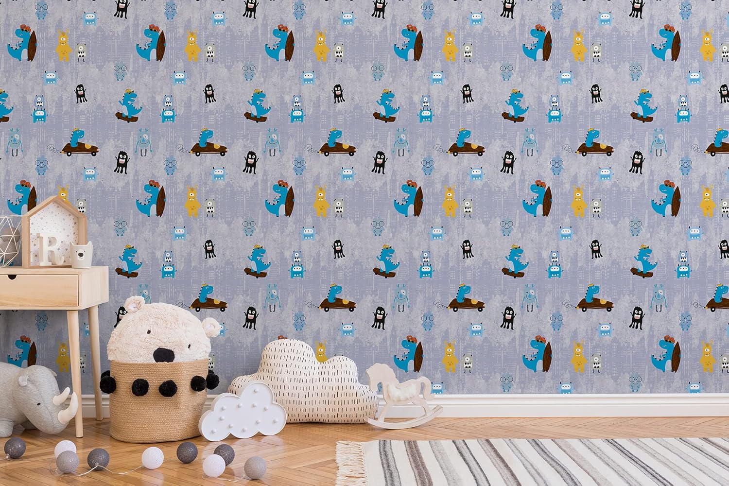 A.S. Création Dinosaur Wallpaper Little Love Non-Woven Wallpaper 10.05 m x 0.53 m Blue Yellow Brown Made in Germany 381211 38121-1