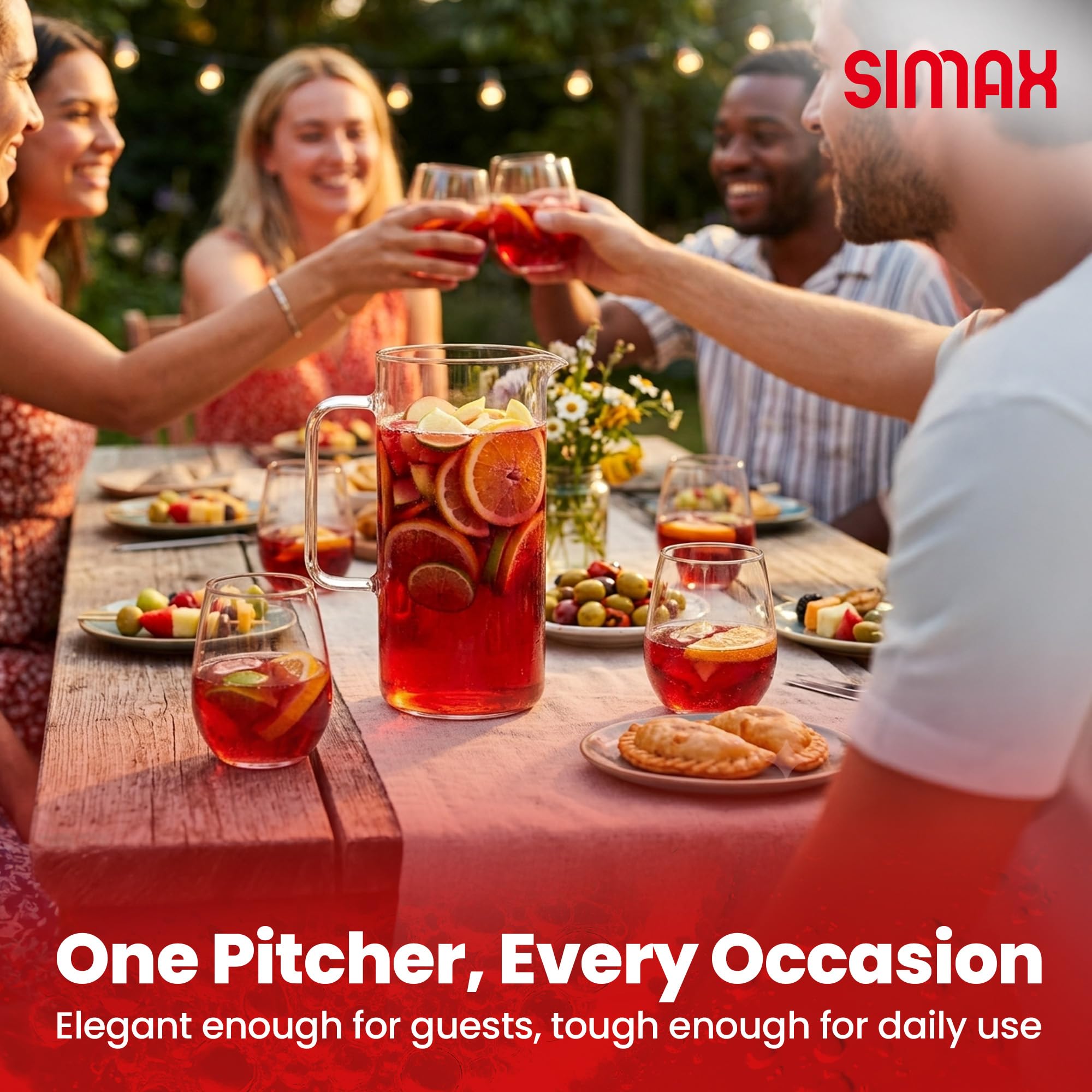 Simax Glassware Dzbanek do zimnych napojów, z przezroczystego szkła, nadaje się do mycia w zmywarce, cylindryczny cylinder o pojemności 1 czwartej
