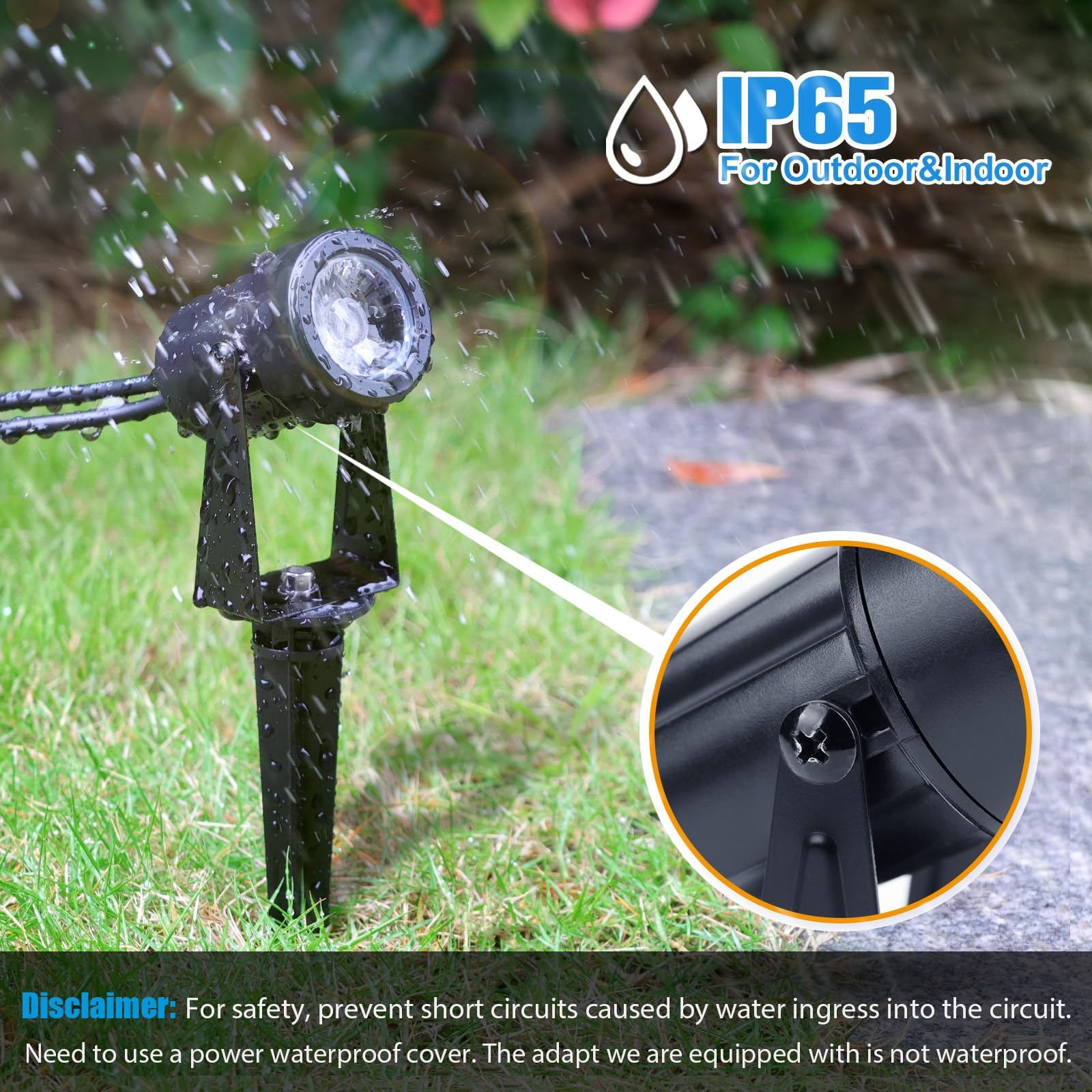 VOLISUN Gartenstrahler LED Außen Wasserdicht 4 Stück, 17M LED Strahler Garten mit Erdspieß, 3000K Warmweiß, IP65, Gartenbeleuchtung mit Strom und Stecker für Terrasse, Gartenweg, Party, Bäume, Rasen