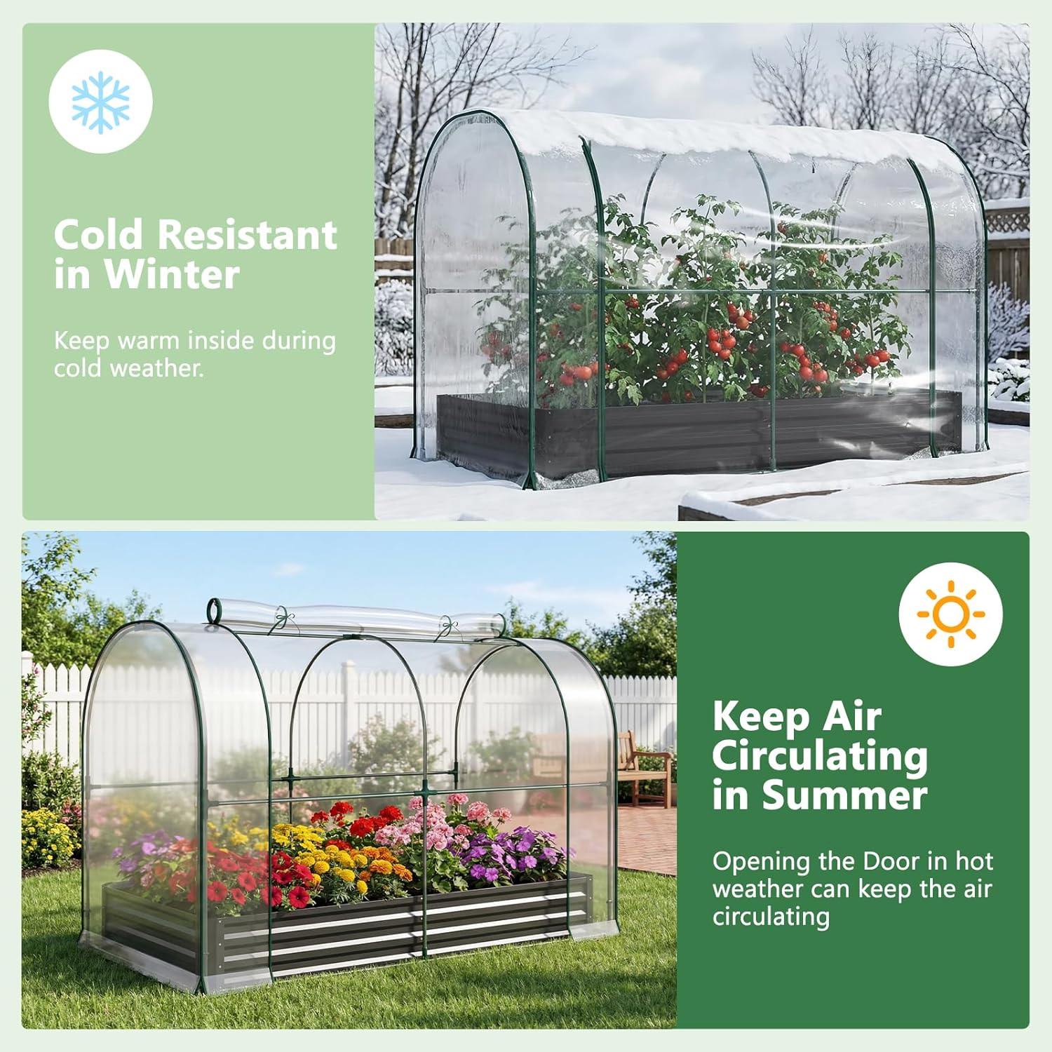 Galvanized Raised Garden Bed for Gardening Vegetables with Cover, 82.7"x43.3"x47.2" Outdoor Metal Planter Box Kit with Roll-Up Large Screen Windows Mini Greenhouse for Growing Vegetables Flower