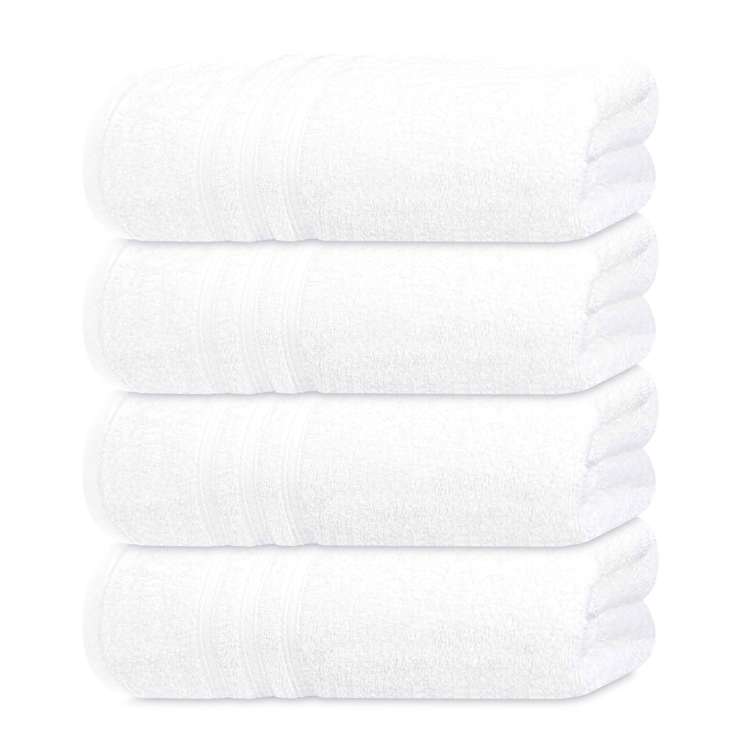 Tens Towels 4 Piece Bath Towels 27x54 Inches, White 100% Cotton, Lightweight & Quick-Dry, Ideal for Daily Bathroom Use, Practical & Comfortable