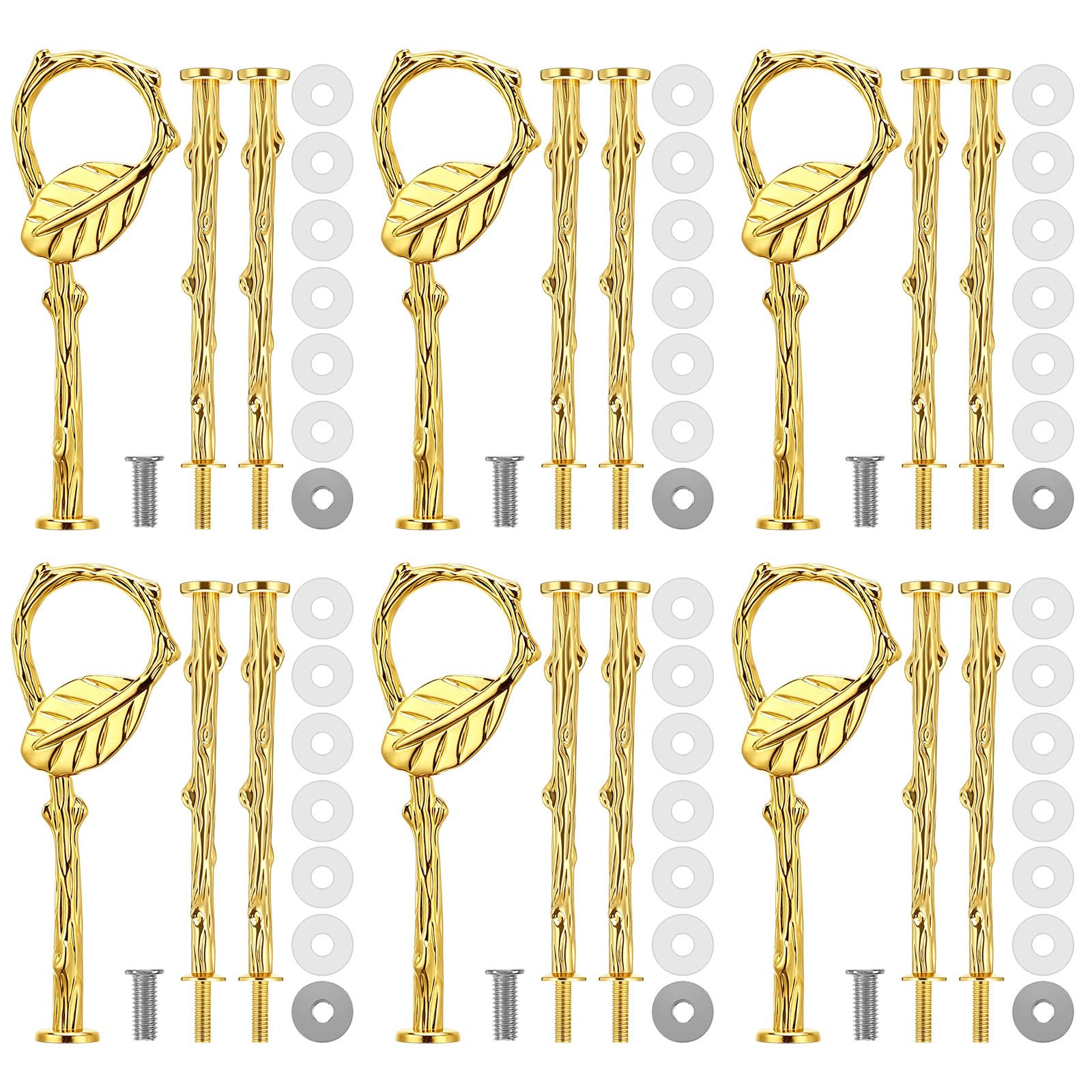 Patelai 6 Sets 3 Tiered Tray Hardware Kit,Leaf,Gold