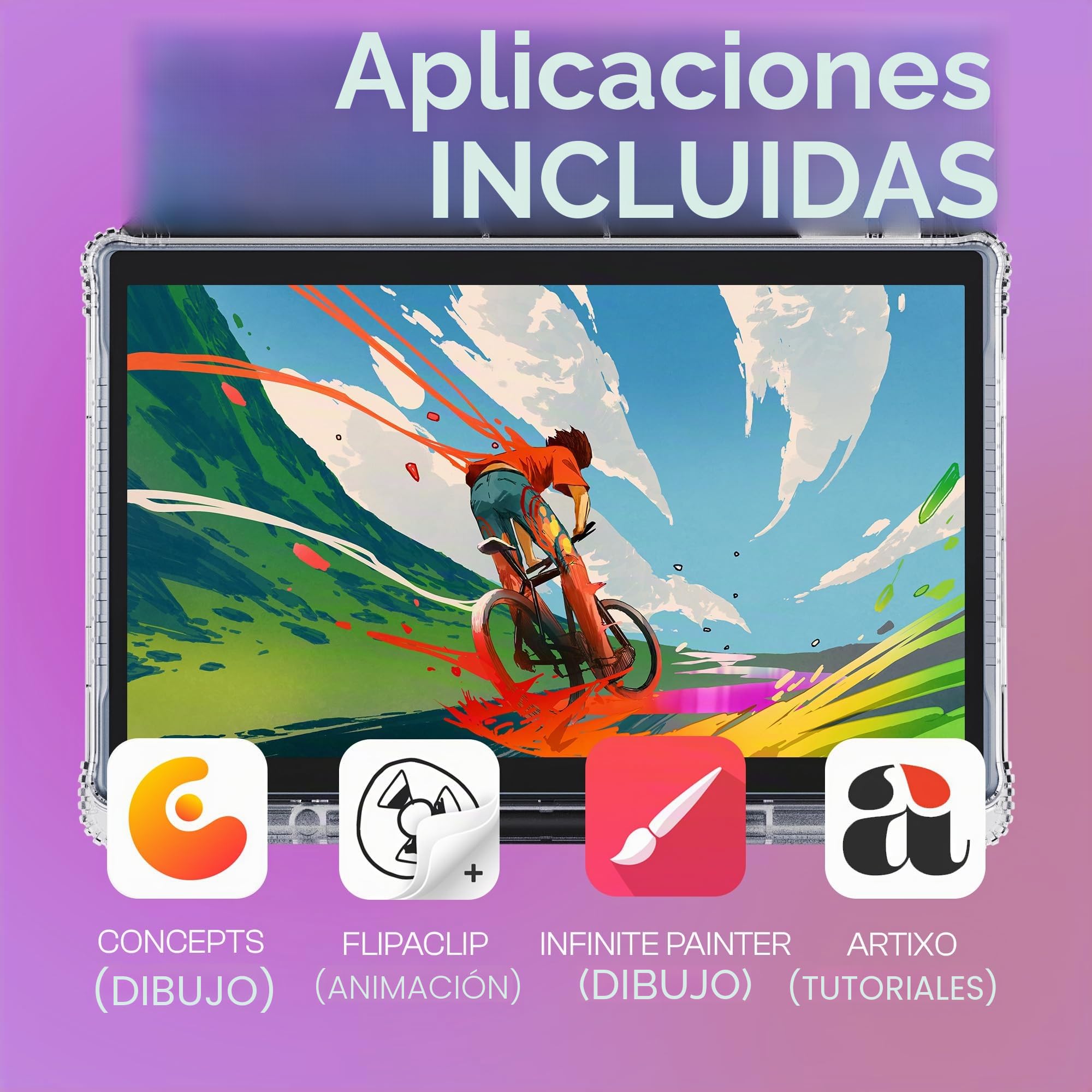 PicassoTab X14 Tableta de Dibujo Independiente • No Necesita Computadora, Pantalla de 14" (la Más Grande), Apps de Dibujo Pro y Tutoriales, Lápiz Stylus, Tableta Gráfica Portátil para Artistas • X14