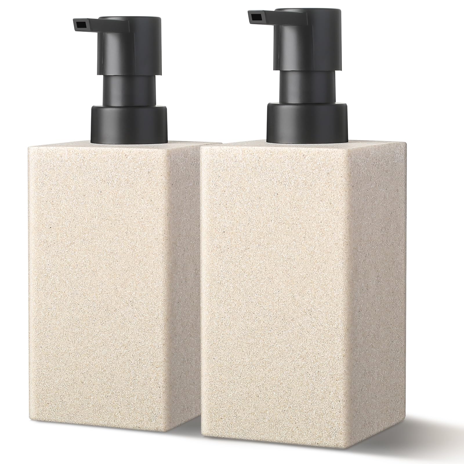 Soap Dispenser Bathroom, Resin Hand Soap Dispenser, Soap and Lotion Dispensers Set with Pump, Boho Hand and Dish Dispenser for Kitchen, 12 fl oz/350 ml Liquid Stone Countertop Soap Bottles