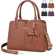 RAINSMORE Women's PU Leather Waterproof Handbag with Anti-Theft Pocket Shoulder Bags Elegant Handbag with Medium Bow Crossbody Tote Bag for Work Shopping School