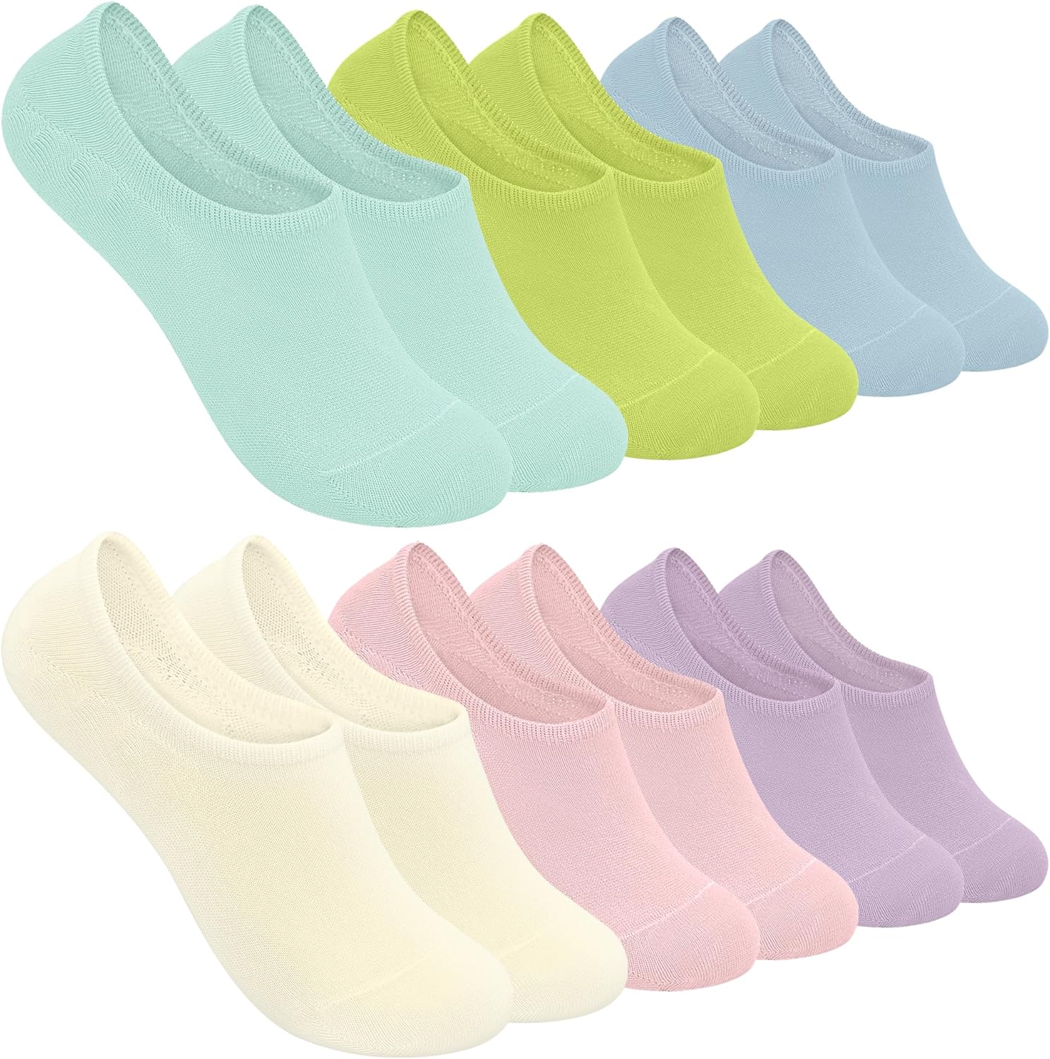 SERISIMPLE Low Cut Thin Womens Viscose Bamboo Socks No Show Invisible Non Slip with Grips Lightweight Liner Flats 6 Pairs