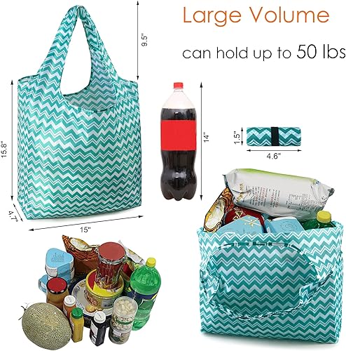 Vista 74 de BeeGreen Bolsas para comestibles, lavables a máquina, paquete de 12 bolsas extragrandes reutilizables, resistentes, plegables con banda Moss Marrs