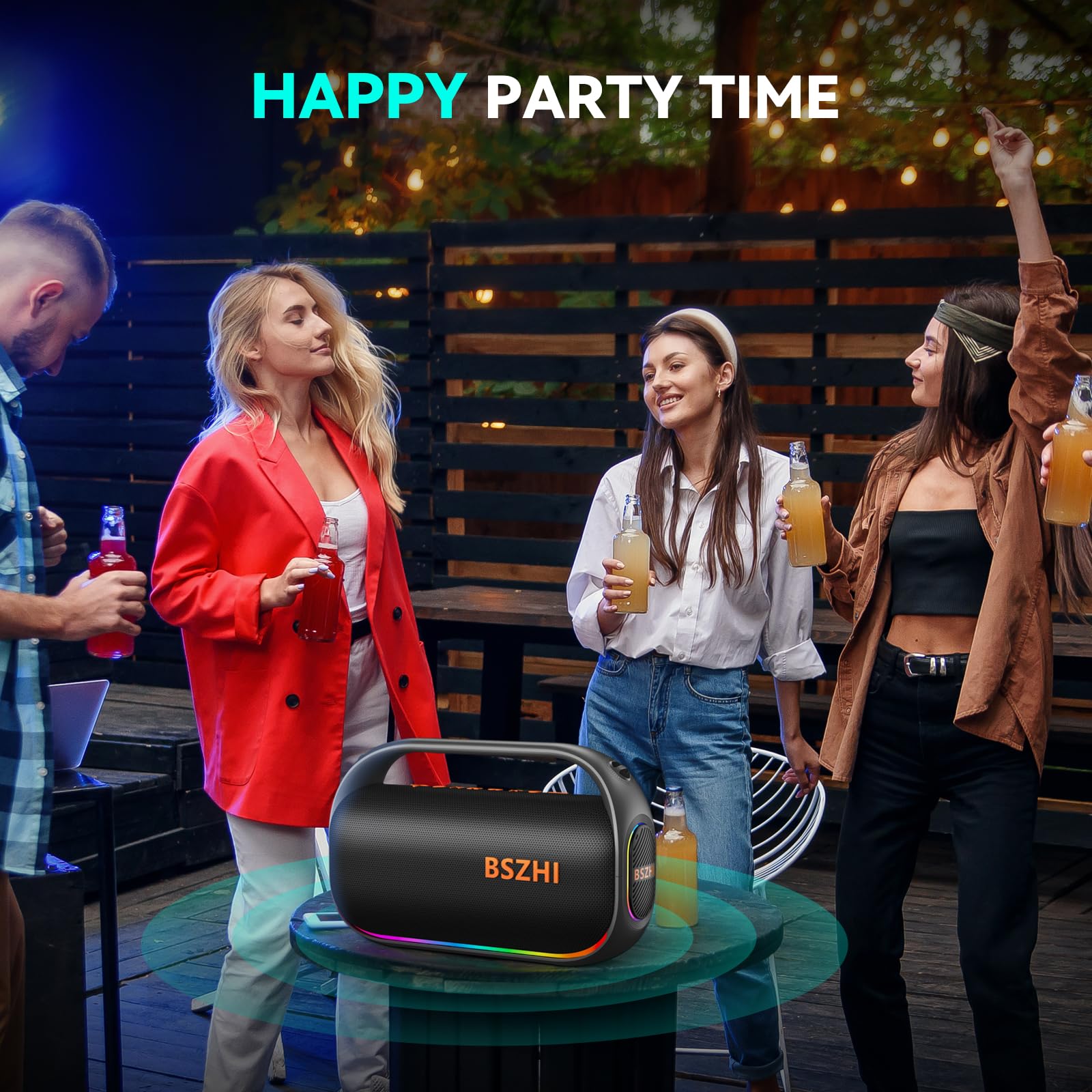 Altoparlante Bluetooth da 80 W (picco da 120 W), altoparlanti Bluetooth portatili IPX6 impermeabili, TWS wireless per esterni, feste, viaggi e campeggio in spiaggia con luce, BT5.0, scheda USB/TF, AUX