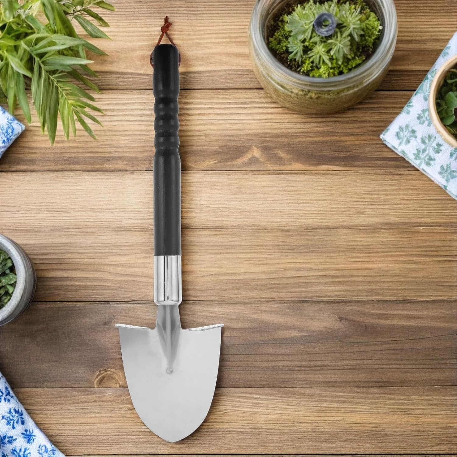 MERRYHAPY Stainless Steel Fireplace Ash Scoop Coal Dust Shovel with Thickened Dark Wood Handle for Fire Pit and Wood Stove Cleaning