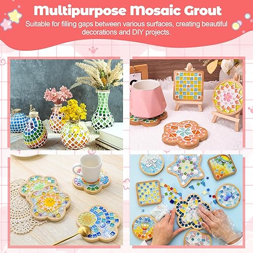 Miniatura 7 de Lechada de cristal de mosaico relleno de lechada de mosaico translúcido para manualidades de azulejos, sin necesidad de añadir agua, esencial para