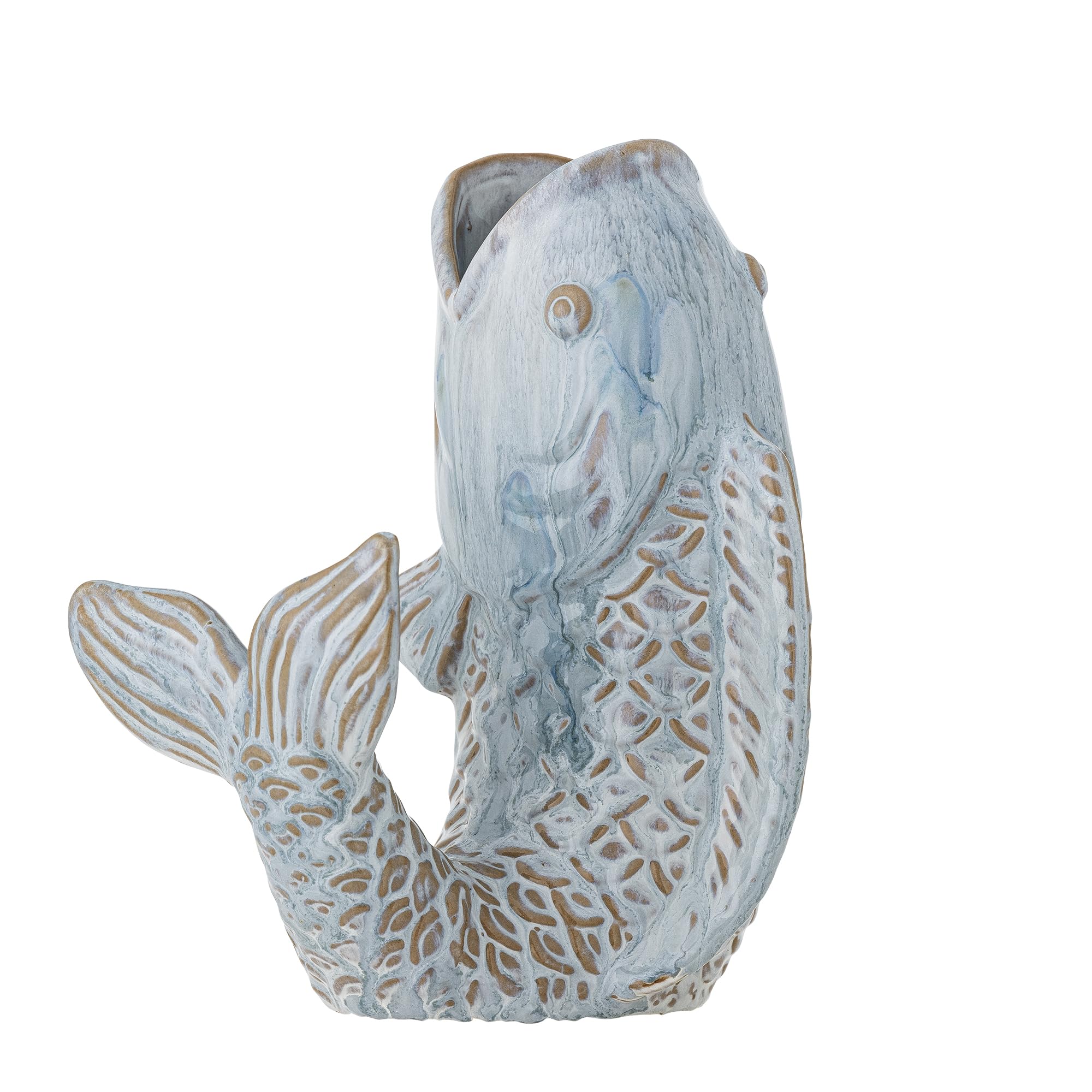 Vase en faïence bleu Hiro Bloomingville pour sublimer un meuble vide