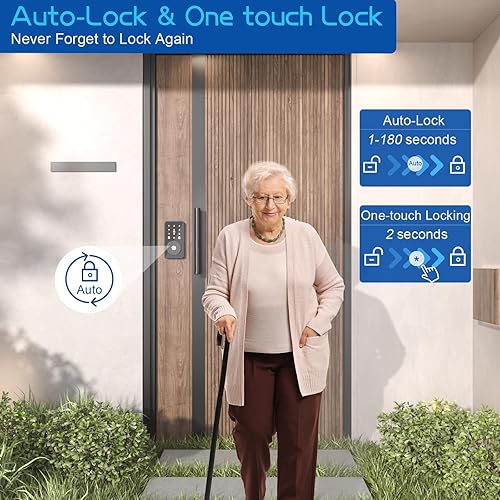 Miniatura 3 de Cerradura inteligente 4 en 1 para puerta de entrada sin llave, teclado de 6 dígitos, control Bluetooth y aplicación, bloqueo automático, fácil