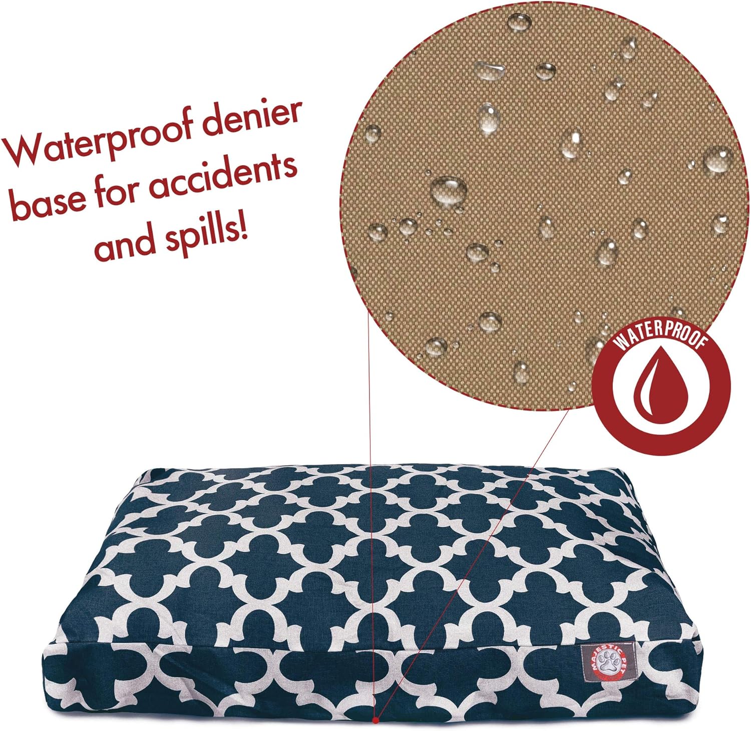 Navy Trellis Medium Rectangle Indoor Outdoor Pet Dog Bed With Removable Washable Cover By Majestic Pet Products