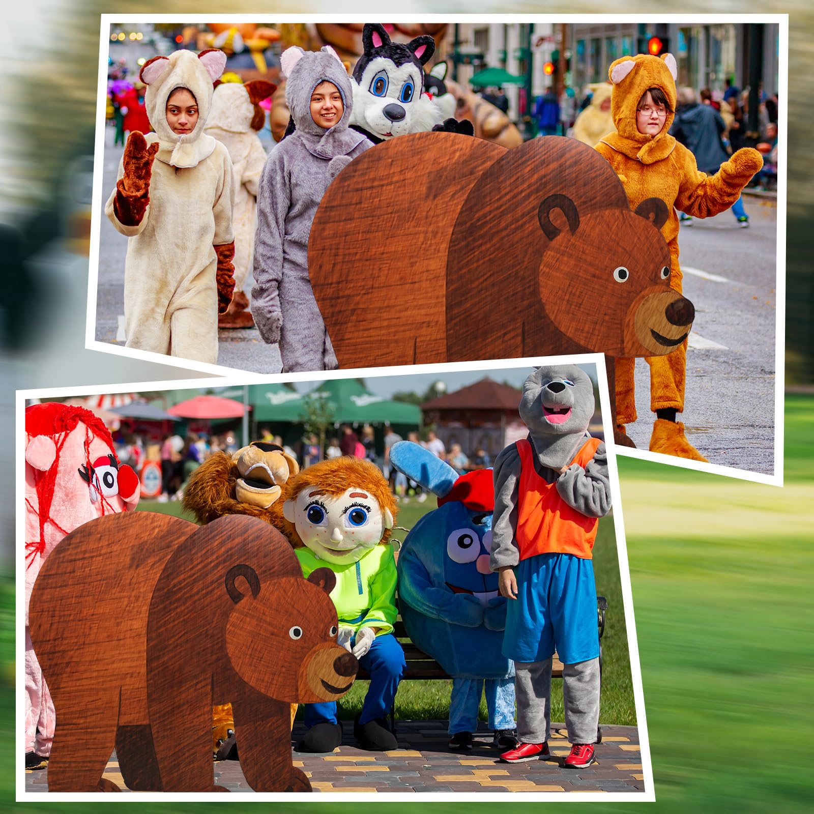 Yookeer Sagoma in cartone a forma di orso marrone da 1,2 m, a grandezza naturale, decorazione per feste di compleanno a tema safari, decorazione per feste di compleanno in cartone della giungla