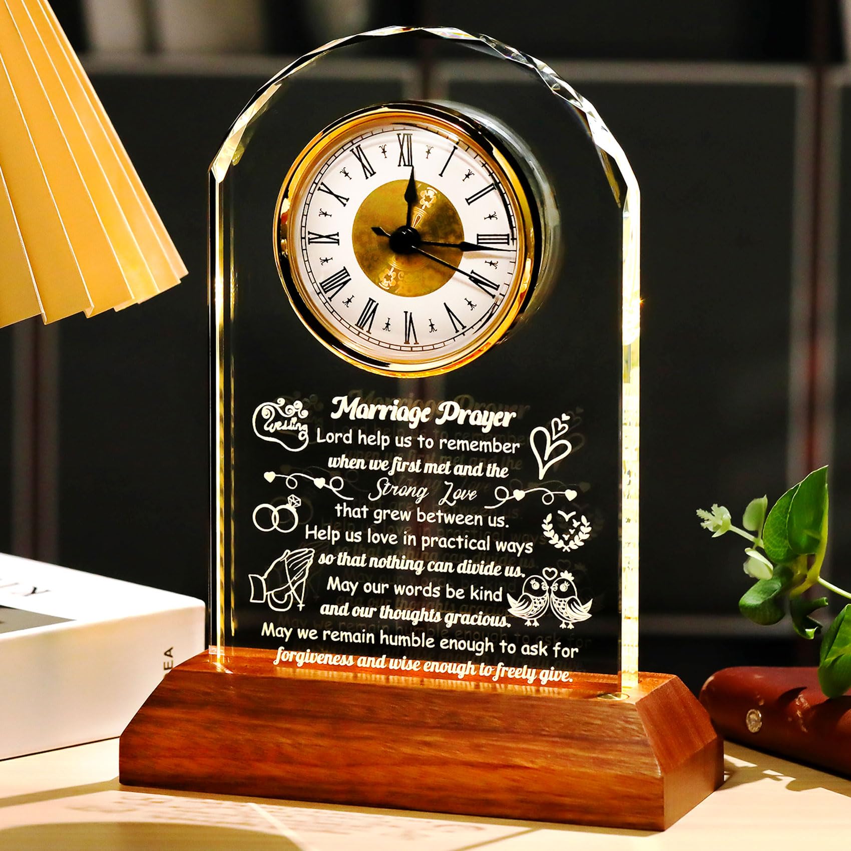 Arikyrist Wedding Gifts for Couples Newlyweds 2026 Glass Marriage Clock