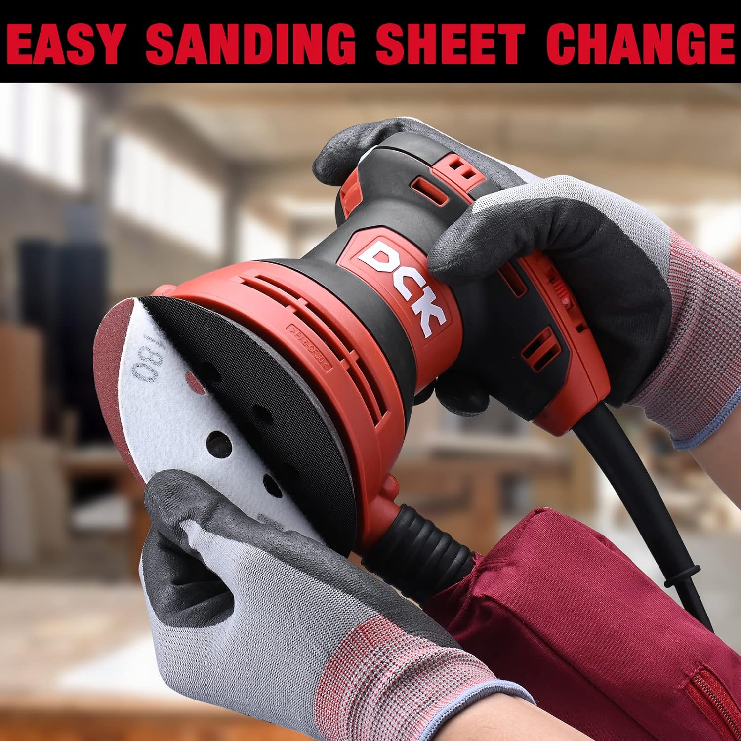 Buy DCK Random Orbital Sander, 3.0 AMP Corded Palm Sander, 6 Speeds Max