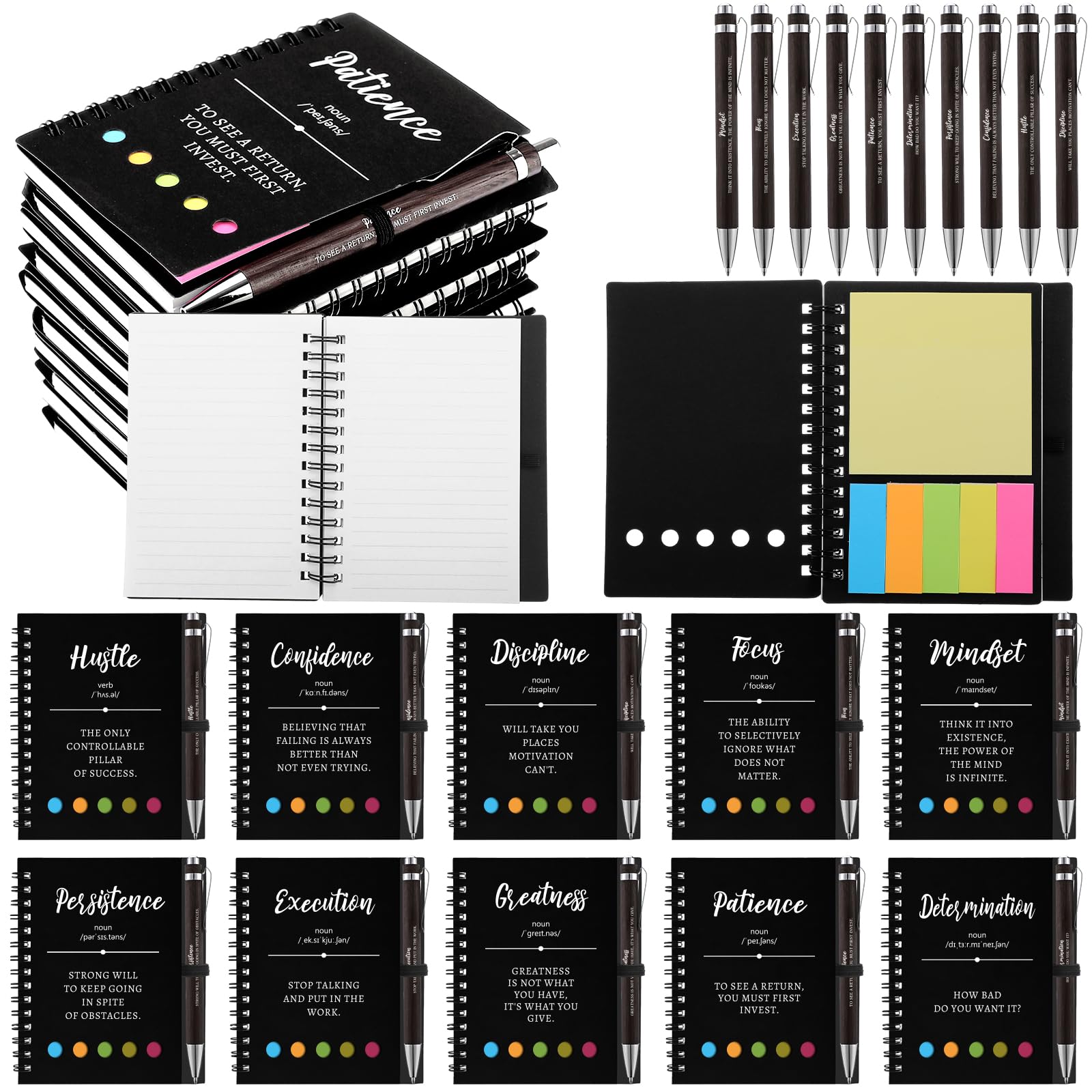 20 Pcs Motivational Spiral Notebooks with Sticky Notes Inspirational Pen Bulk Thank You Journals Notepads Positive Pens Employee Appreciation Gifts for Coworker Teacher Team Colleagues Nurse Staff