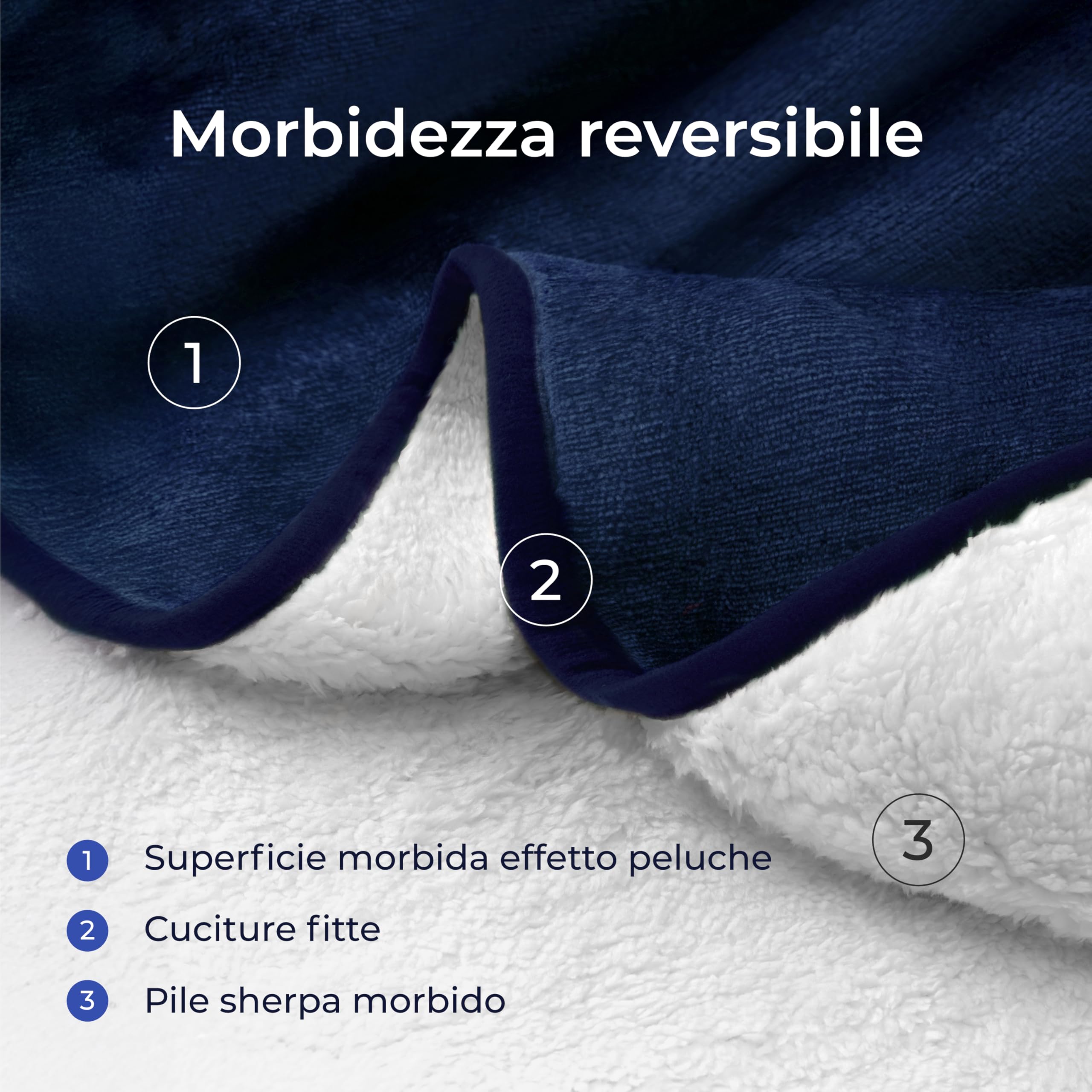 Dreamzie - Coperta impermeabile 152 x 203 cm - Coperta per cani Divano e letto - Coperta reversibile impermeabile in pile Sherpa - Lavabile - Blu navy