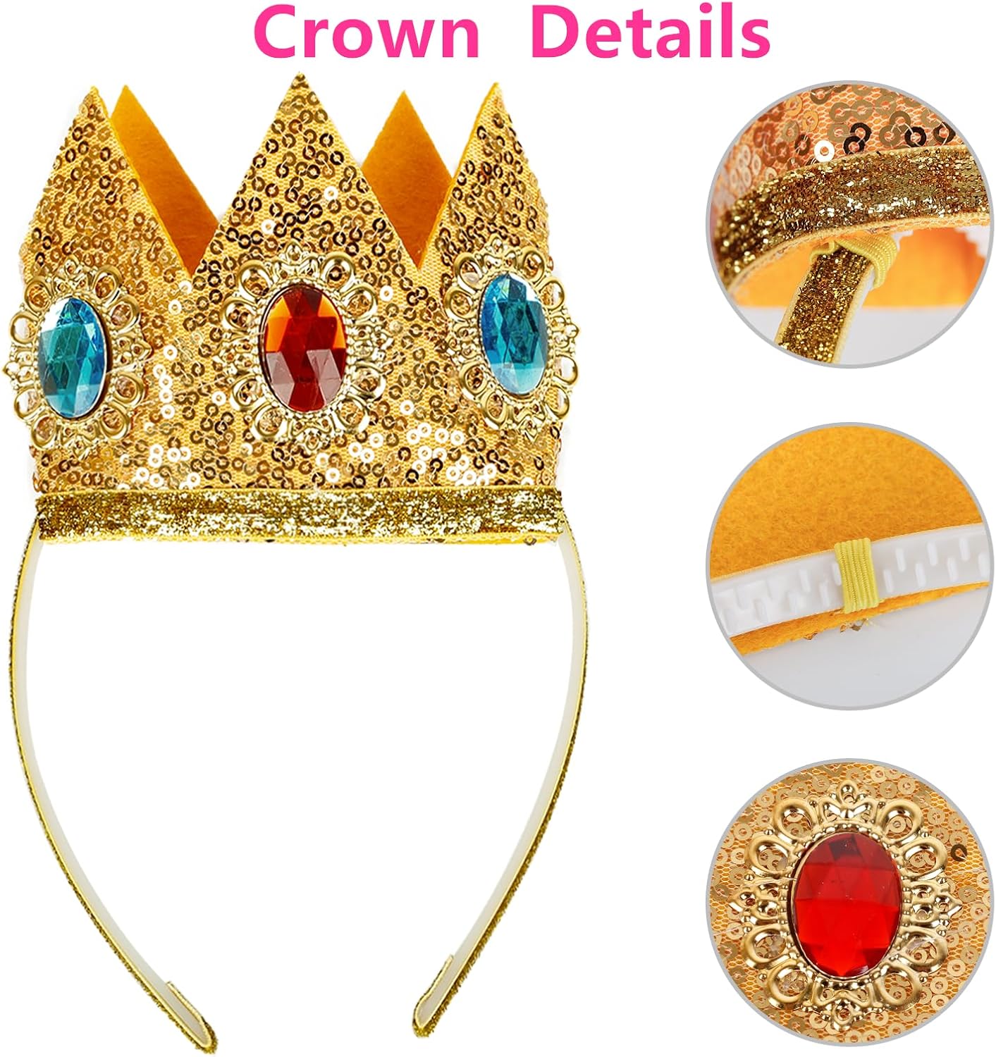 Princess Crown Accessories Kit 4 PCS Set for Women Princess Costume (Tiara Crown/Earrings/Brooch/Glove) - Image 2