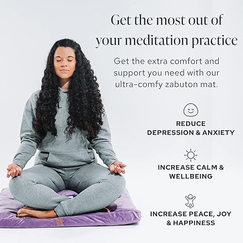 Miniatura 7 de Mindful & Modern Zabuton - Tapete de meditación relleno de algodón para yoga y meditación, cojín de meditación Zabuton para soporte de rodillas y