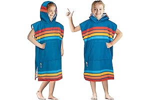 Kids Changing Robe Hooded Swim Towel, Ultra Soft Microfiber, Perfect for Kids Beach