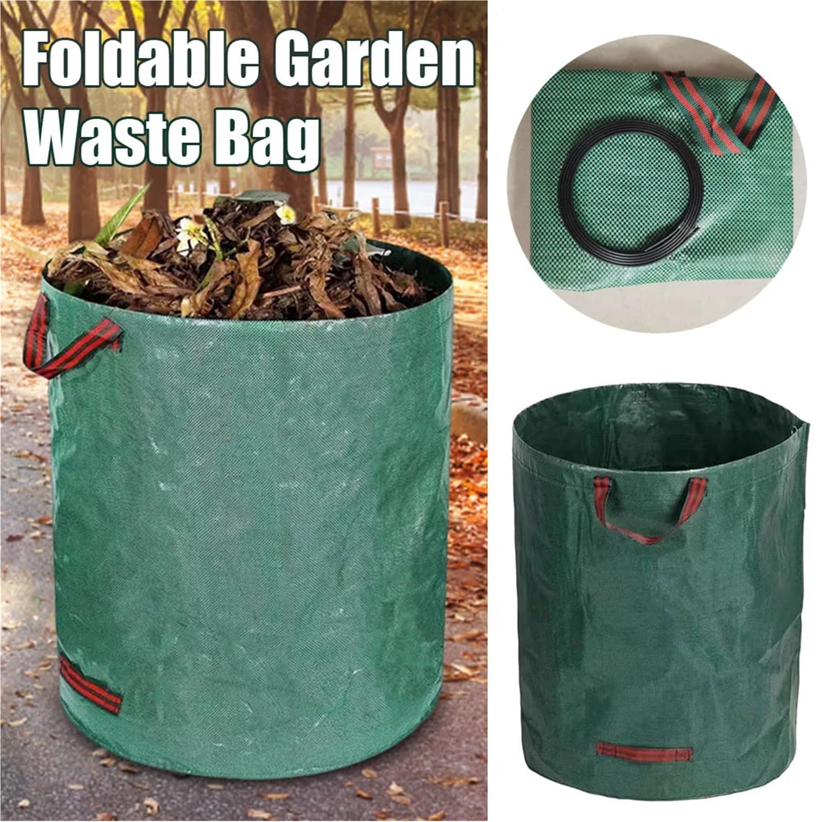 3 pezzi di sacco for foglie, pieghevole, riutilizzabile, for rifiuti da giardino, grande capacità, for, cestino for cadute, for riporre oggetti giardinaggio all'aperto Per Foglie Erba(272L)