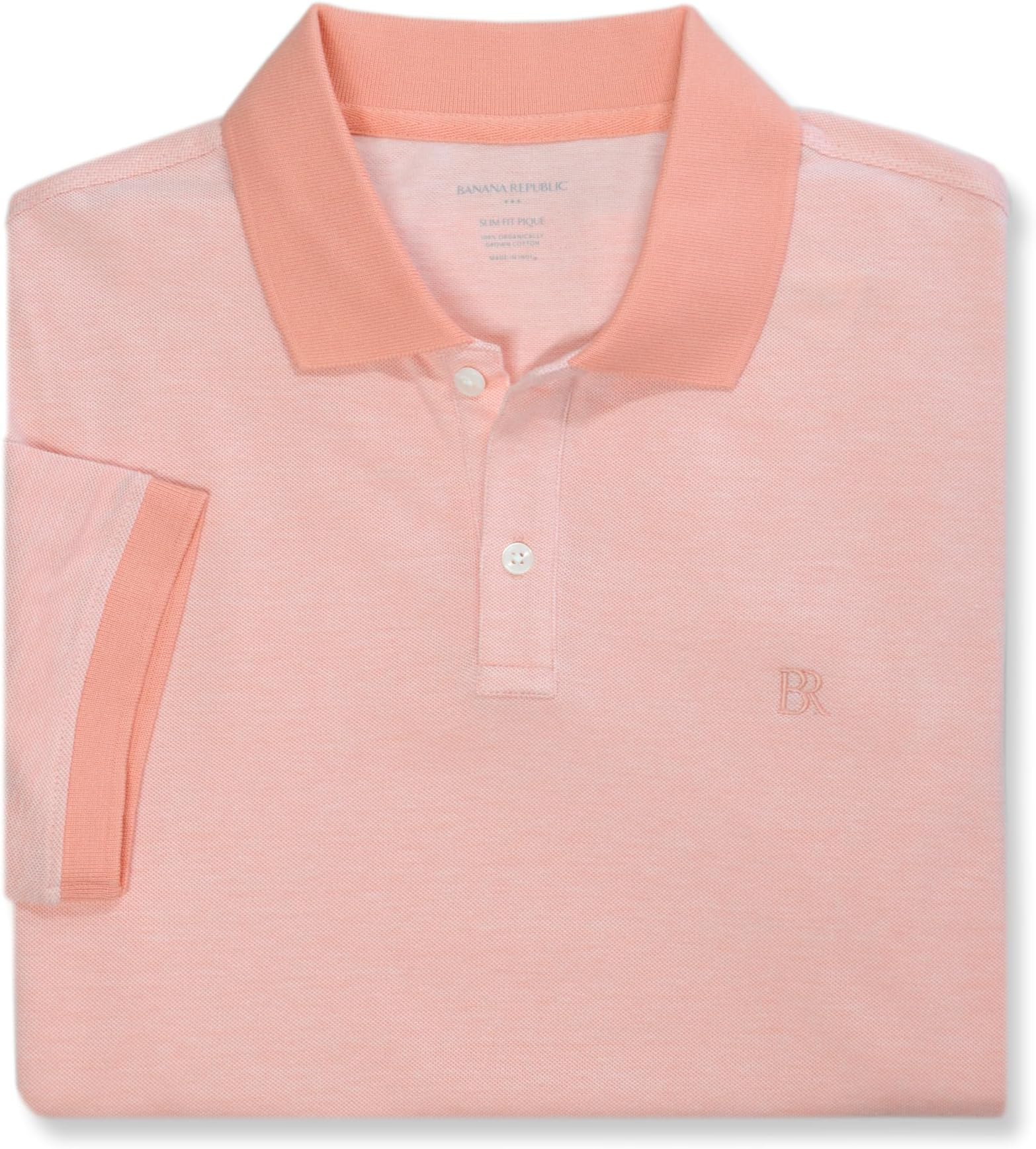 Banana Republic Mens Slim Fit Pique Mesh Organic Cotton Monogram Polo Shirt