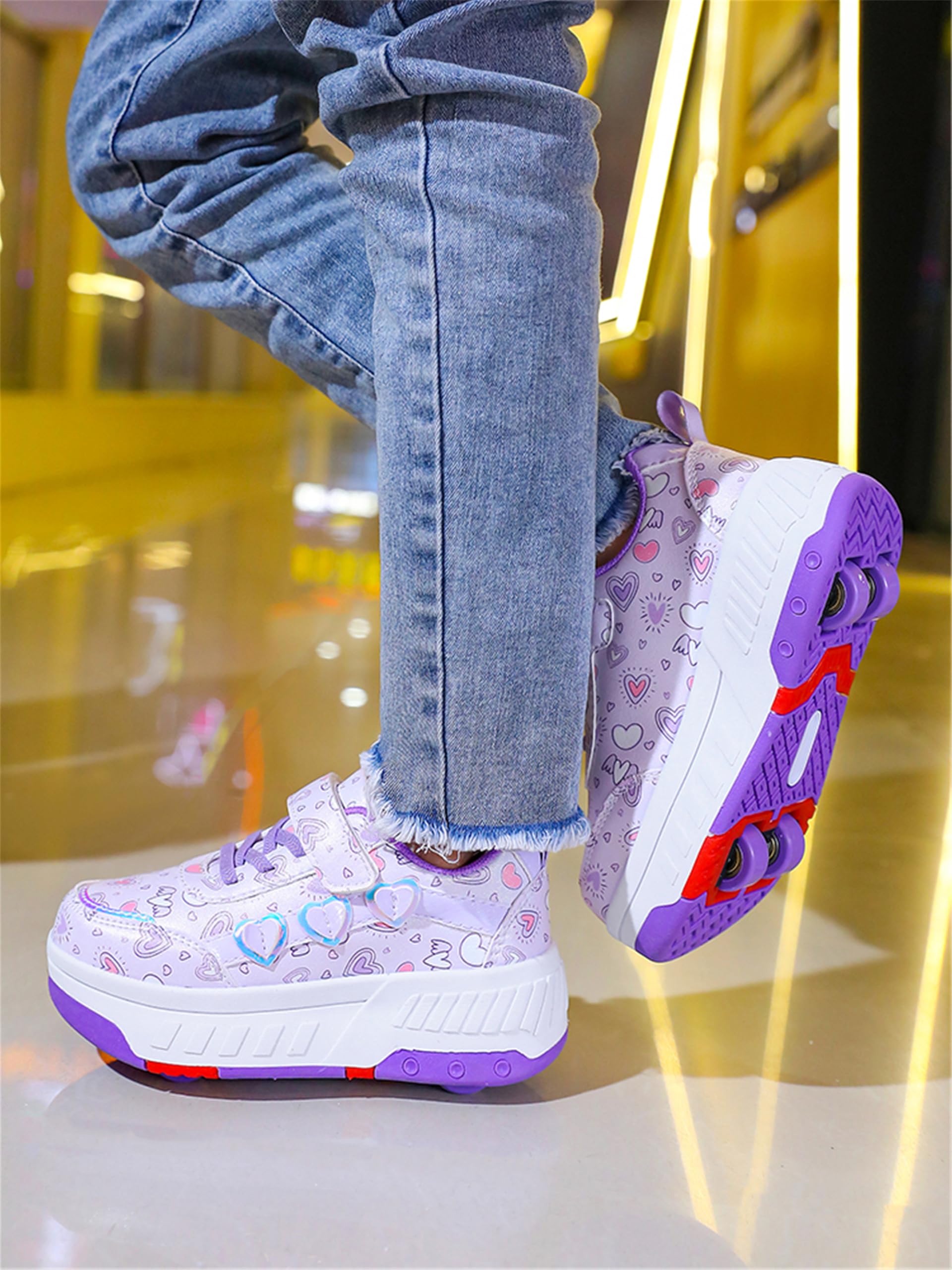 Zapatos con Ruedas para niñas y niños, Zapatillas de Skateboard con Dos Ruedas, Patines Multiusos 2 en 1, Zapatillas Deportivas al Aire Libre con 4 Ruedas Retráctil
