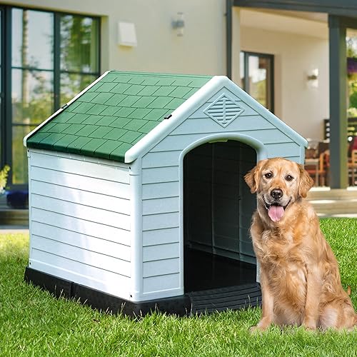 Vista 10 de YITAHOME Plastic Dog House, Waterproof Indoor Outdoor Doghouse for Large or Small Dog, with Air Vents and Elevated Floor, Easy Assemble and Clean