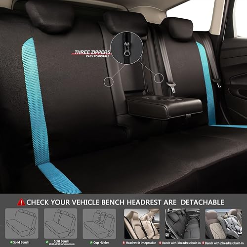 Miniatura 5 de CAR PASS Juego completo de fundas de asiento de automóvil transpirables de malla de aire 3D y tela, ajuste universal para el 95% de los automóviles,