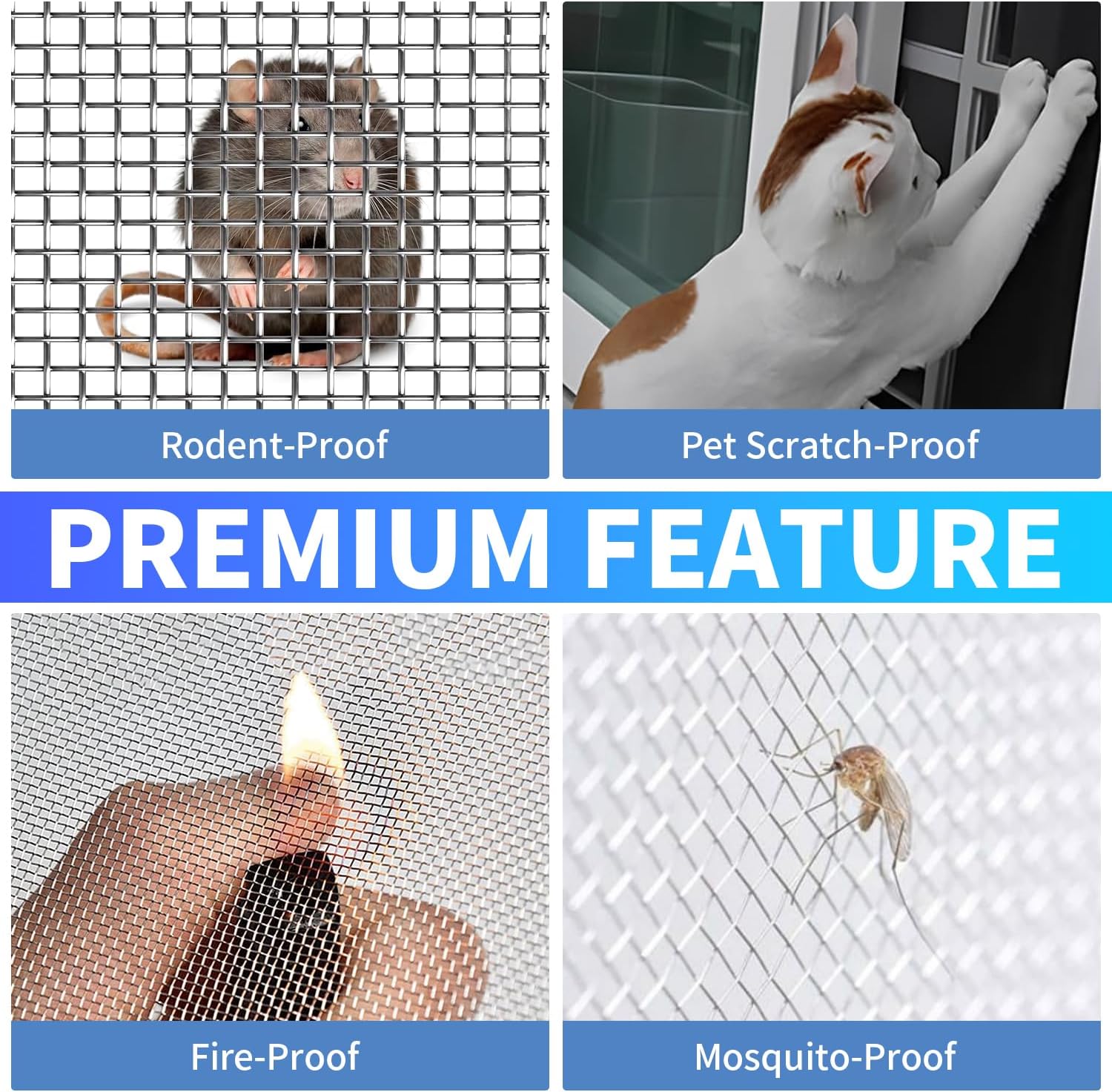304 Stainless Steel Mesh, 47in x 10ft, 20 Mesh, Sturdy Metal Screen Roll for Window, Door, Air Vents, Filter, Cage, Garden, Patio, Pet (Sliver, 47inch x 10feet)