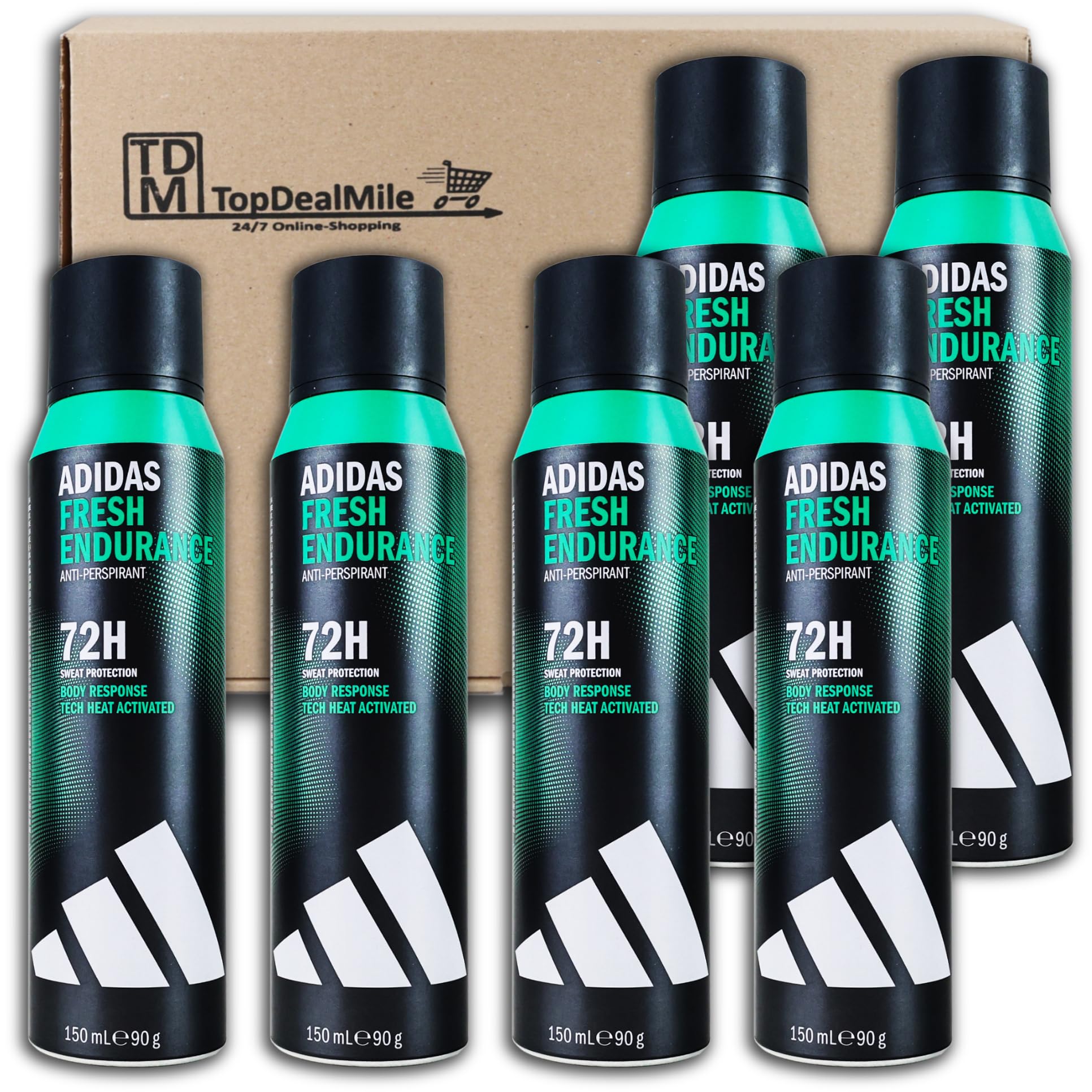 TopDealMile opakowanie zapasowe do dezodorantu ADIDAS Fresh Endurance Anti Transpirant 72H dezodorant w sprayu, 6 x 150 ml