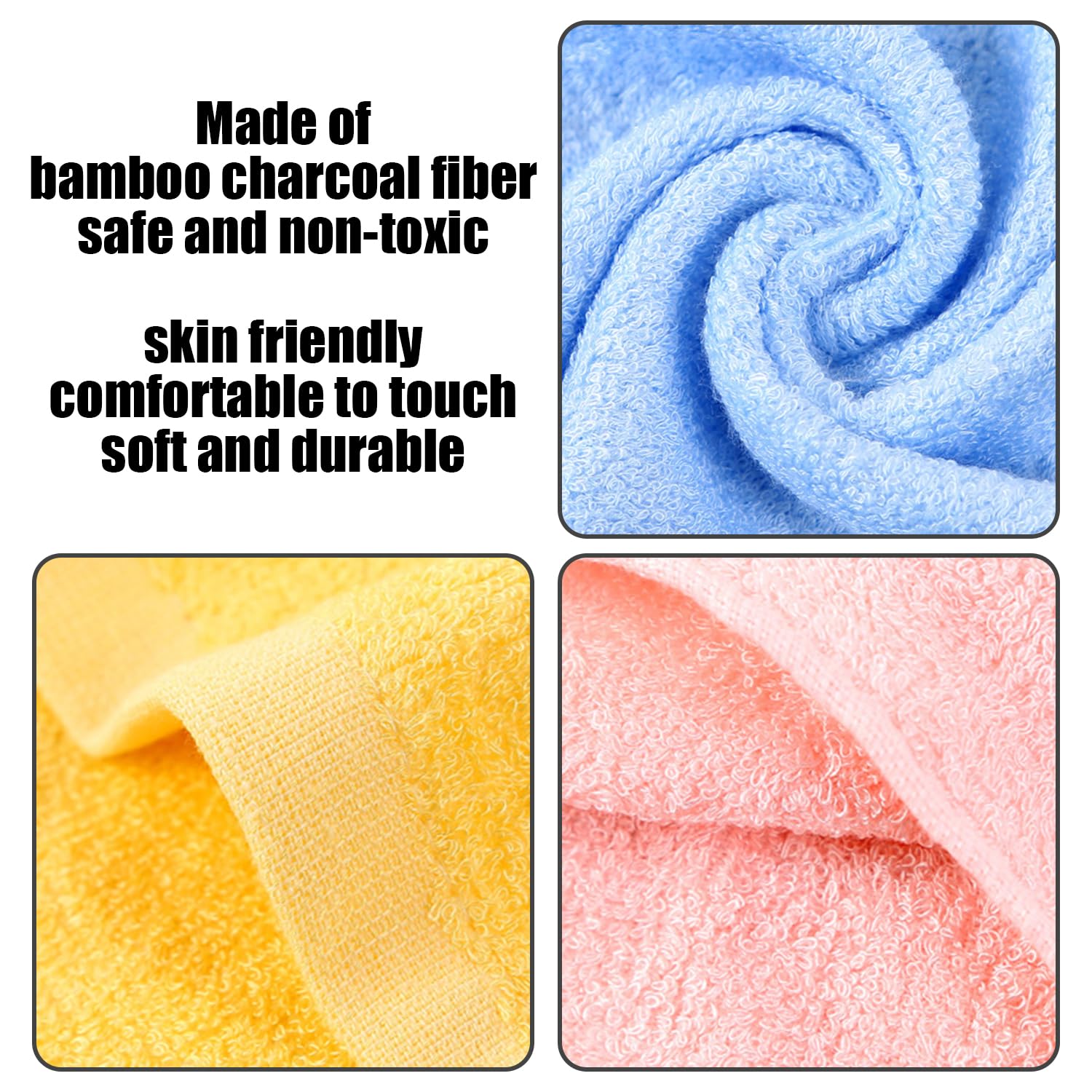 USHXVG Pack of 7 Multi-purpose Bamboo Charcoal Fiber Cloths for Kitchen Bathroom, Bedroom, Pink, Yellow, Blue, Green, White - Image 3