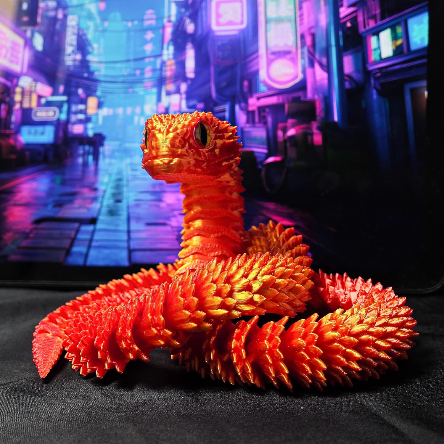 4PCS 3D Printed Snake Fidget Toy, 3D Printed Animals, 12 Inch Articulated 3D Printed Crystal Anaconda for Relaxing and Anxiety Relief，Halloween Decor, Christmas Toy 2025